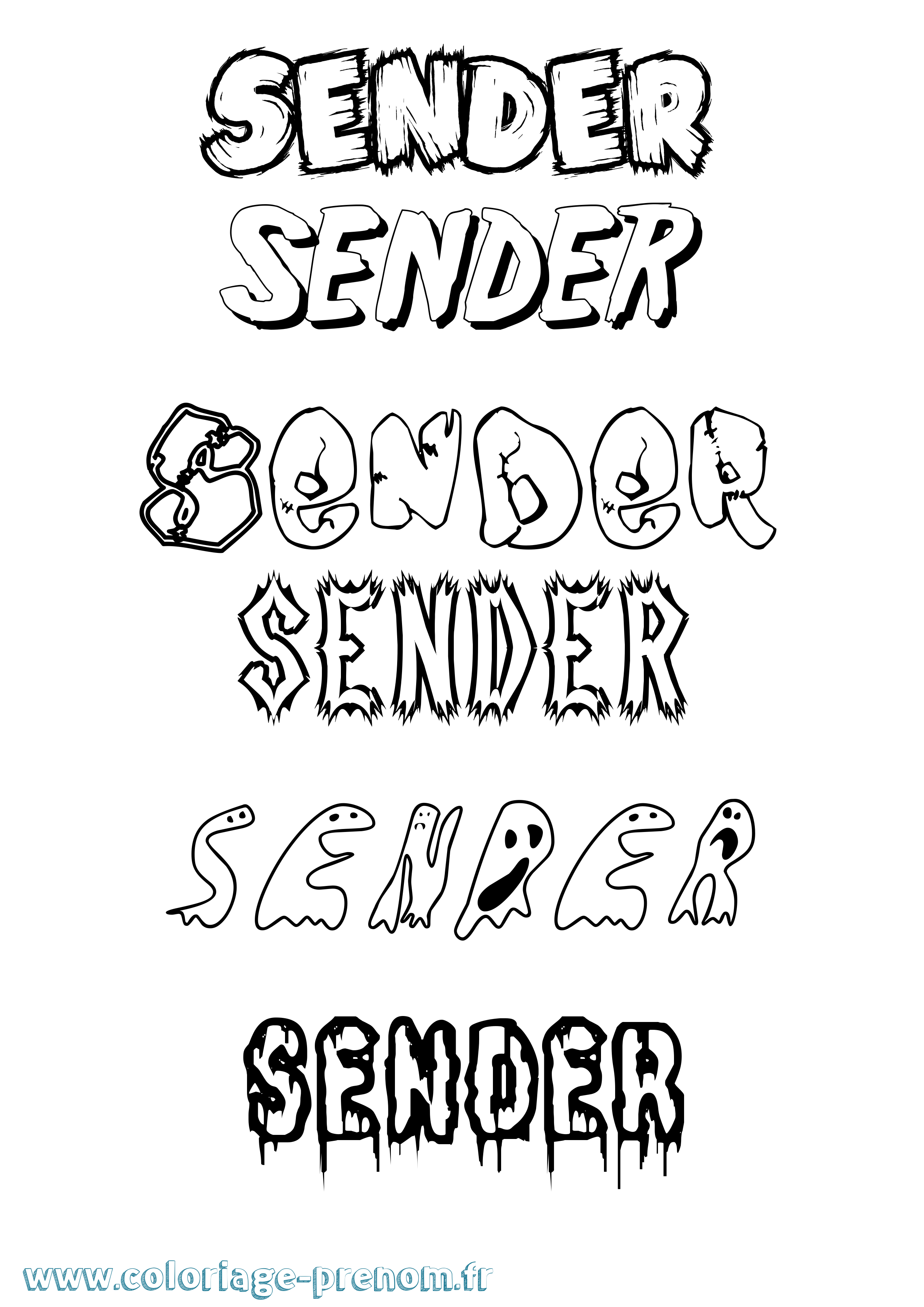 Coloriage Sender Frisson Coloriage prénom Sender Frisson