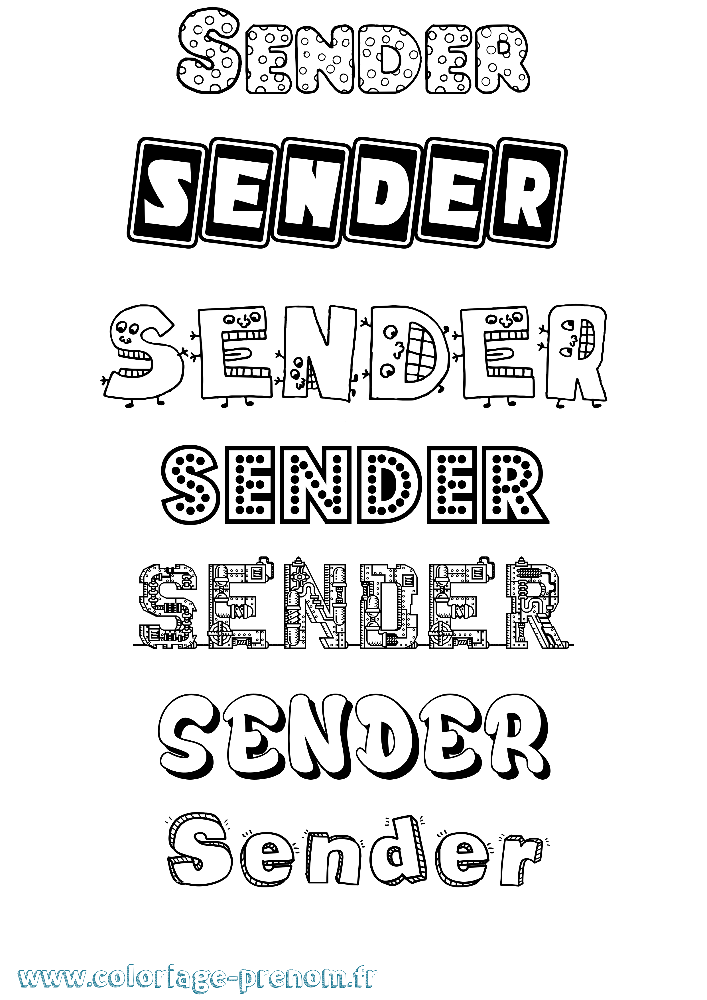 Coloriage Sender Fun Coloriage prénom Sender Fun