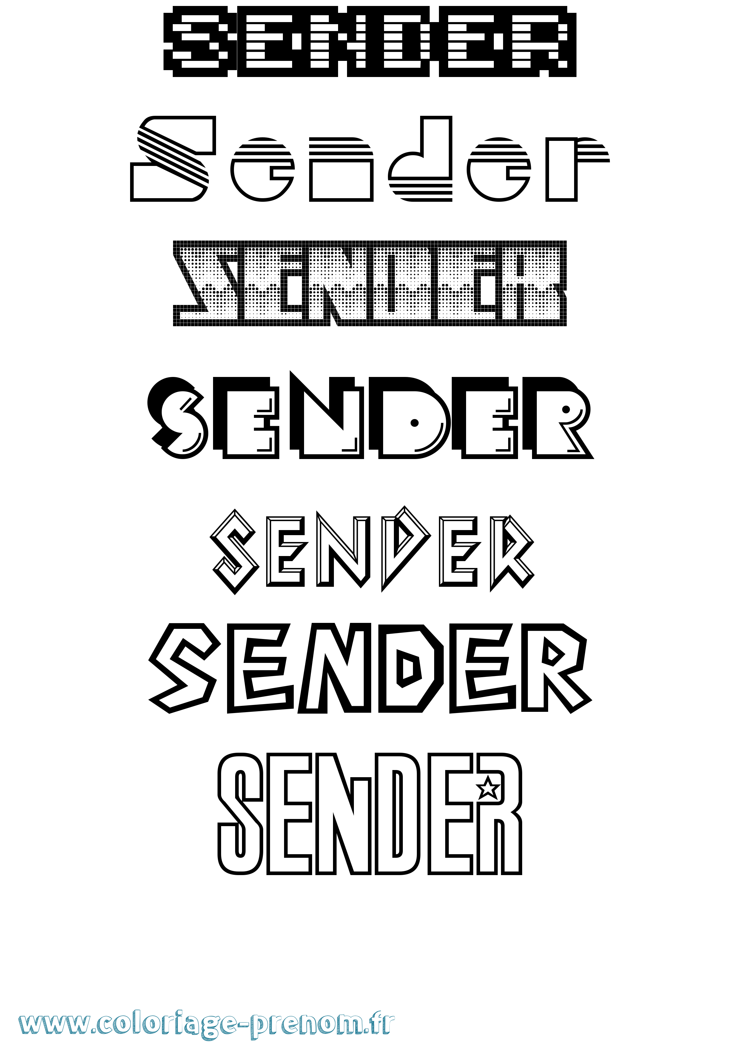 Coloriage Sender Jeux Vidéos Coloriage prénom Sender Jeux Vidéos