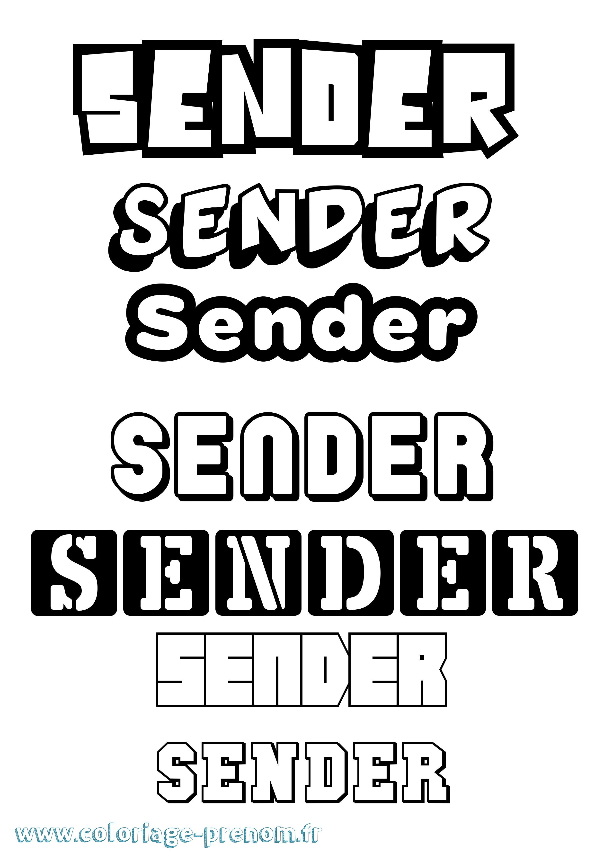 Coloriage Sender Simple Coloriage prénom Sender Simple