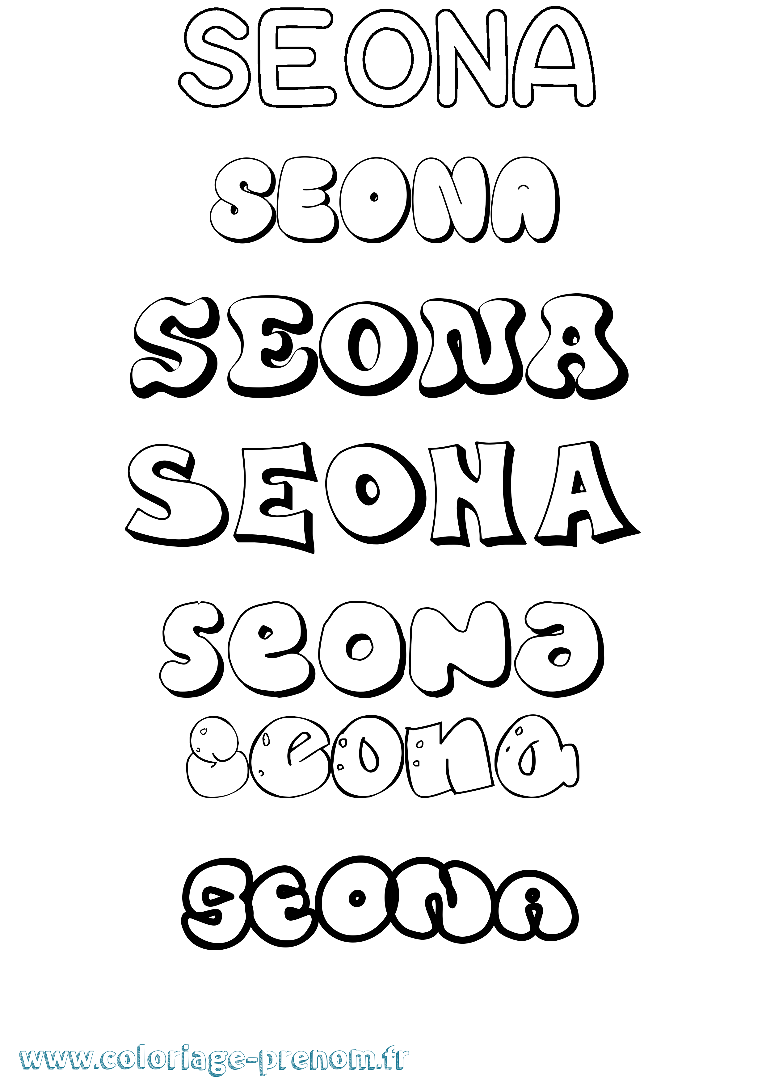 Coloriage Seona Bubble Coloriage prénom Seona Bubble