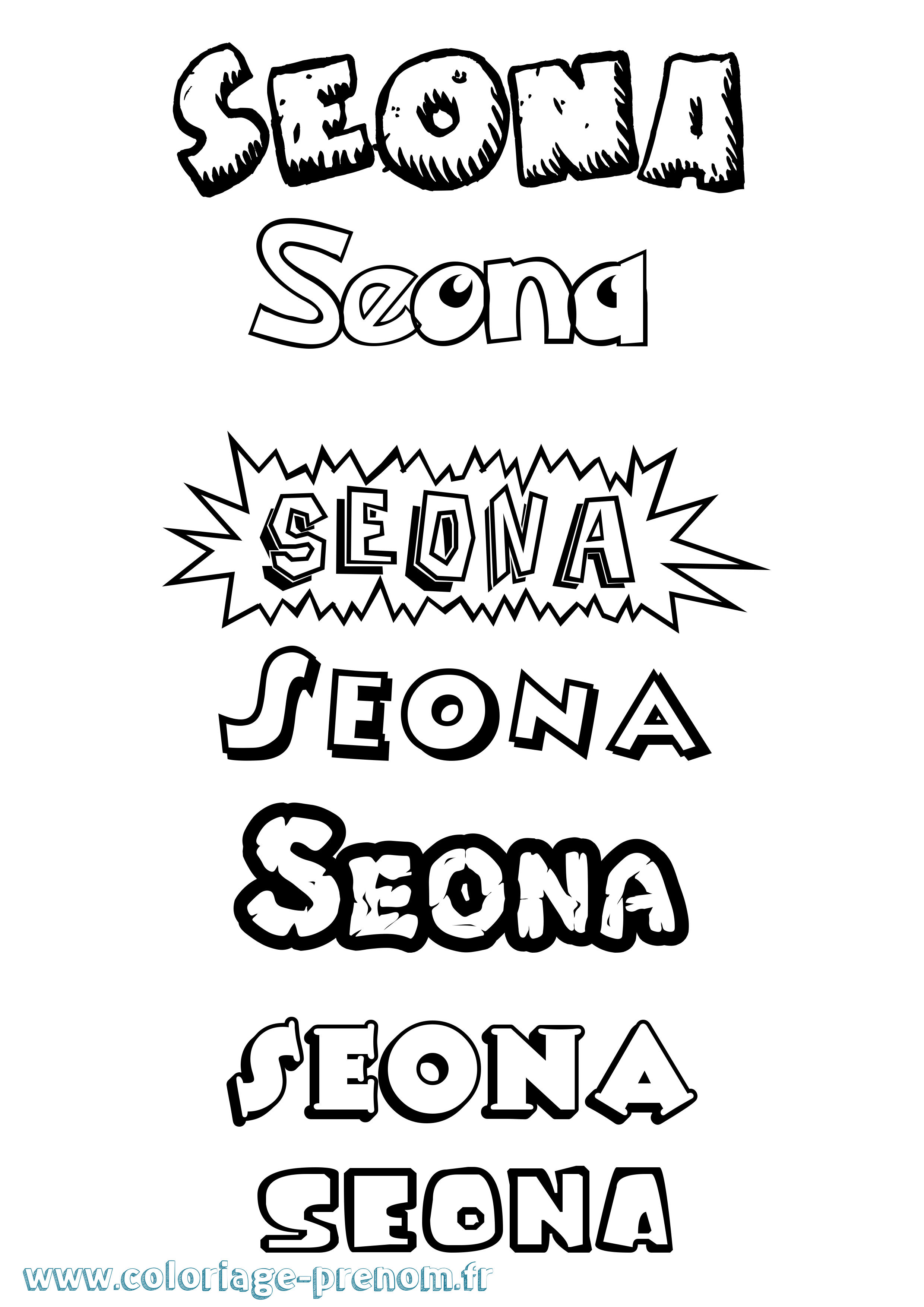 Coloriage Seona Dessin Animé Coloriage prénom Seona Dessin Animé