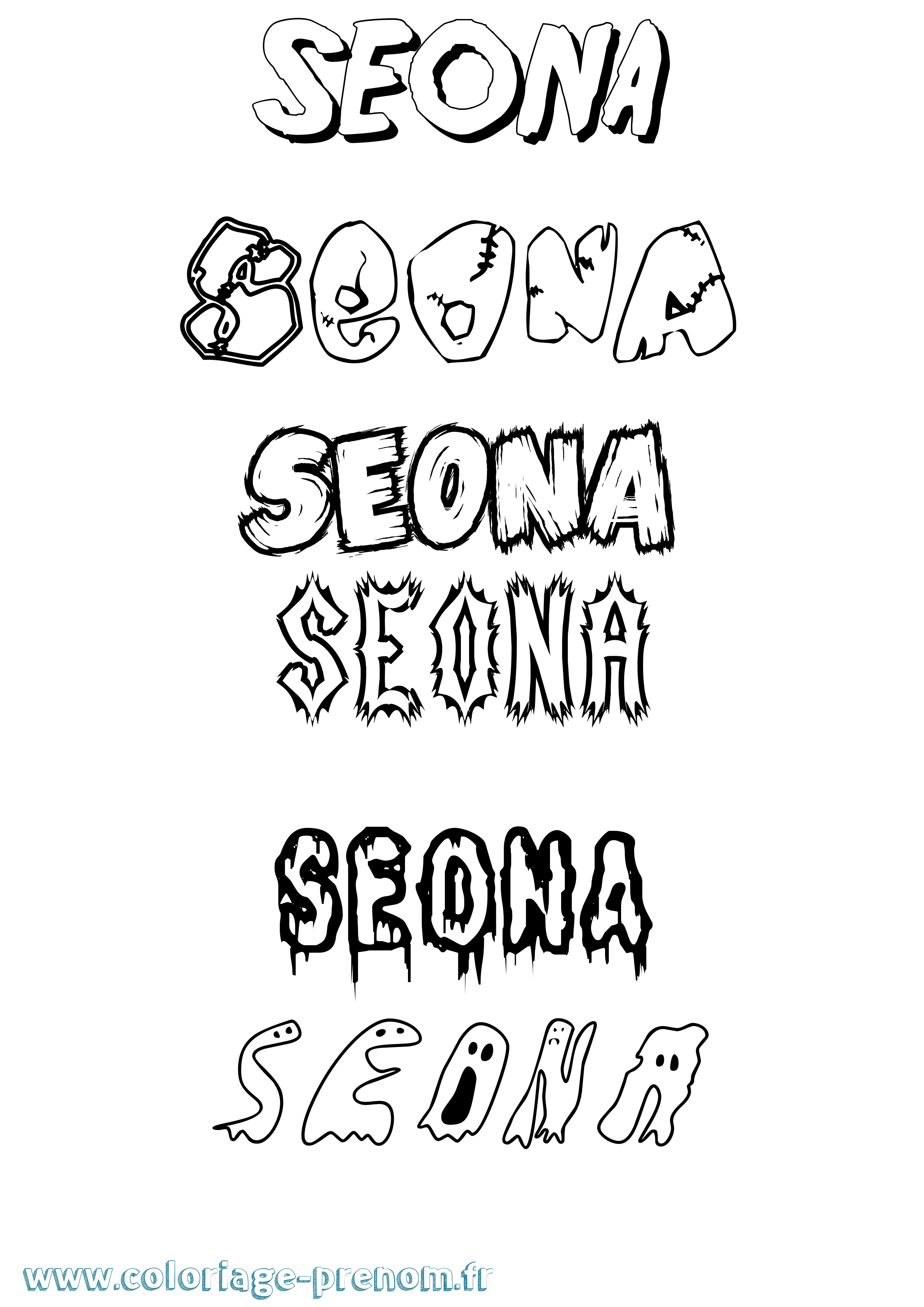 Coloriage Seona Frisson Coloriage prénom Seona Frisson