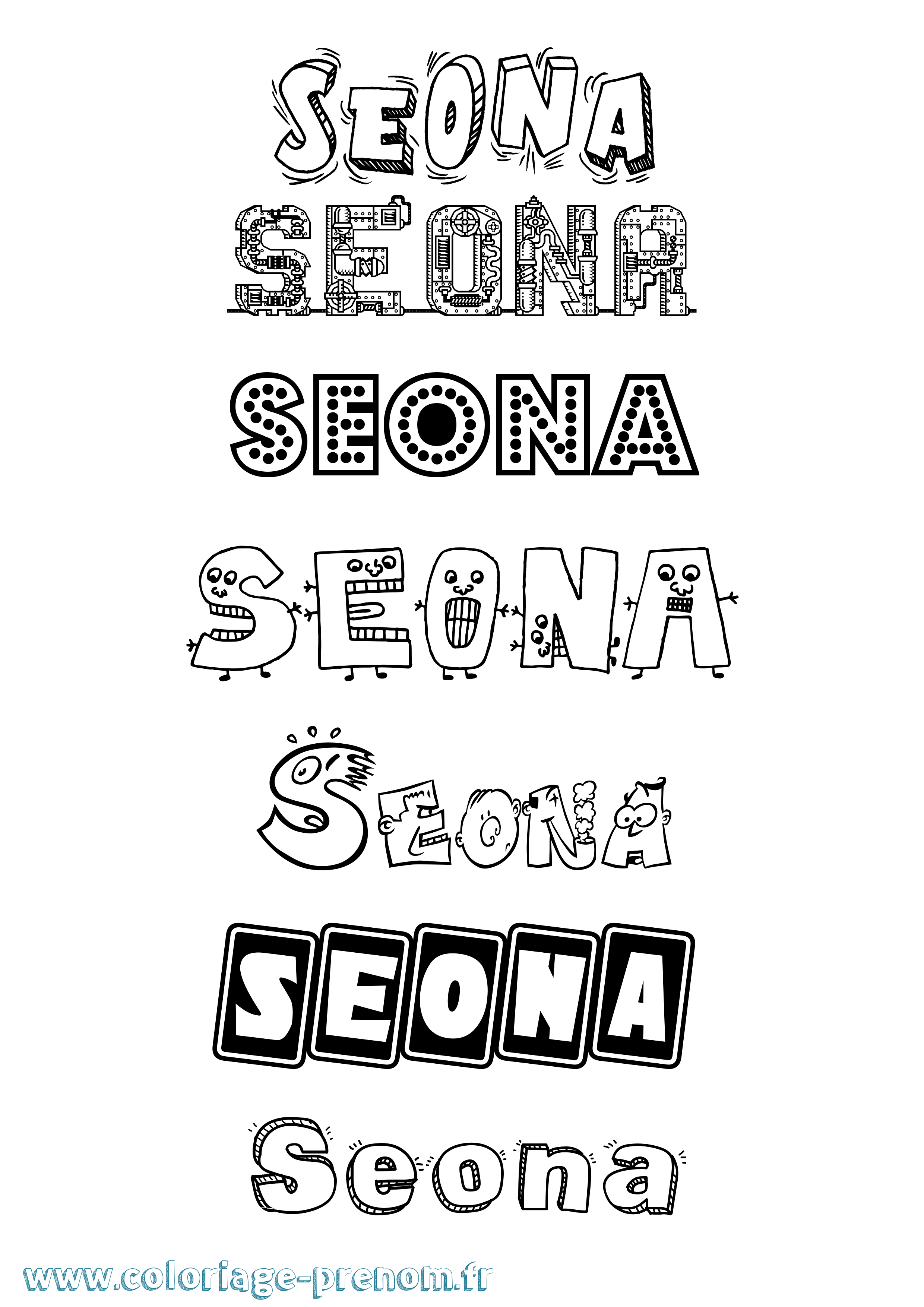 Coloriage Seona Fun Coloriage prénom Seona Fun
