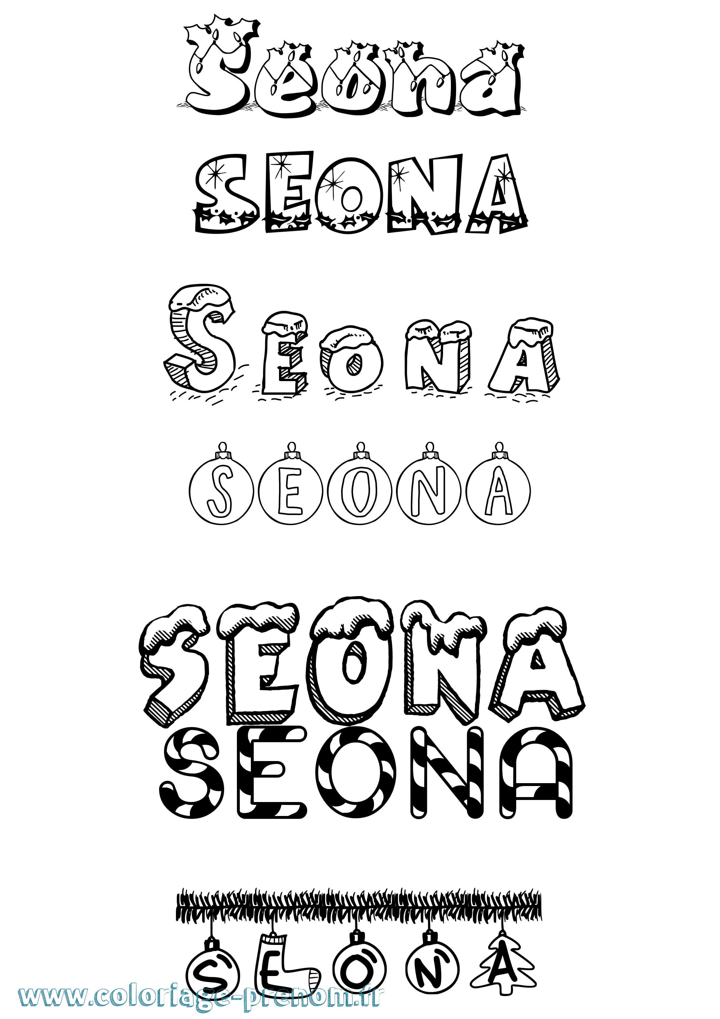 Coloriage Seona Noël Coloriage prénom Seona Noël