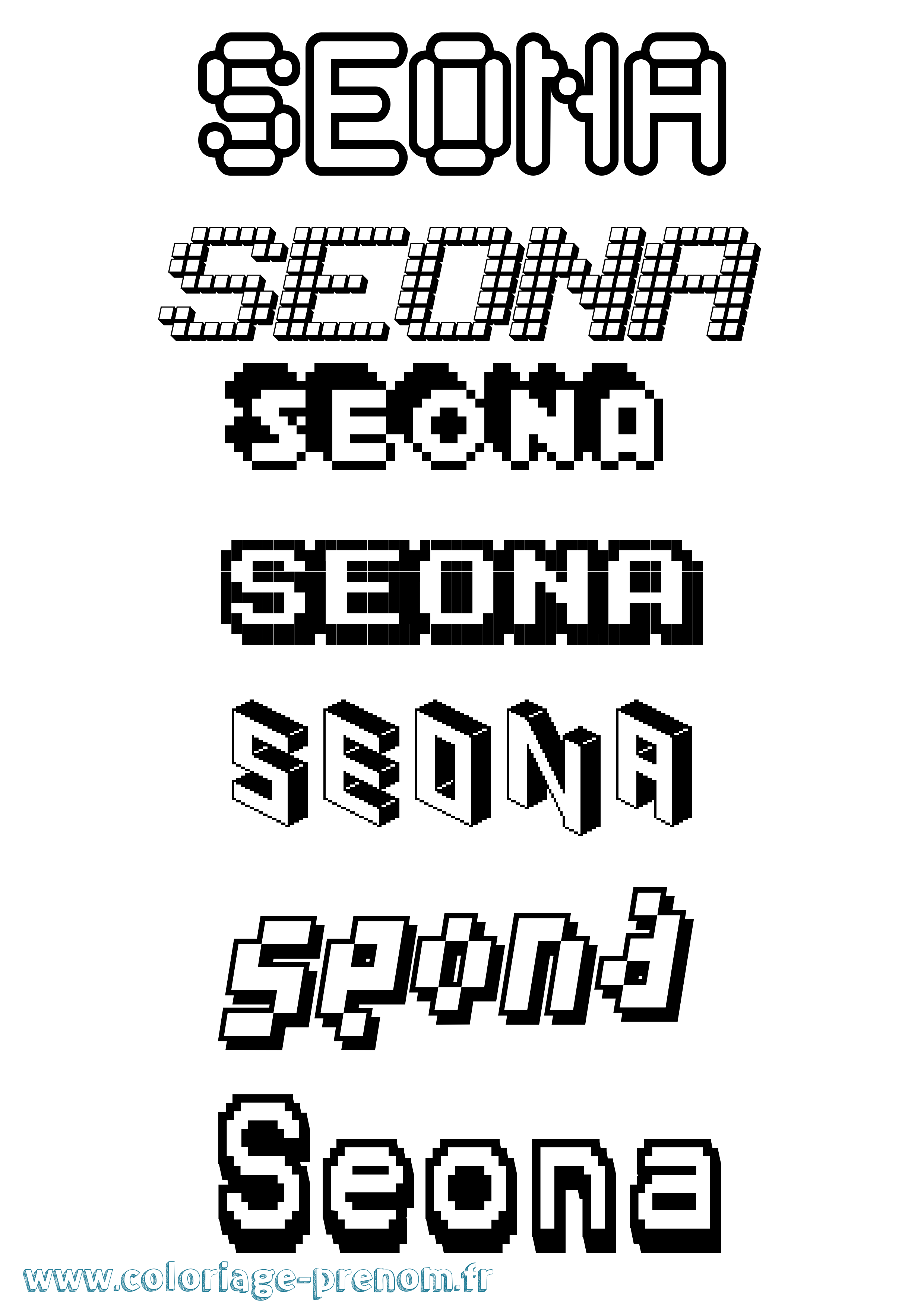 Coloriage Seona Pixel Coloriage prénom Seona Pixel