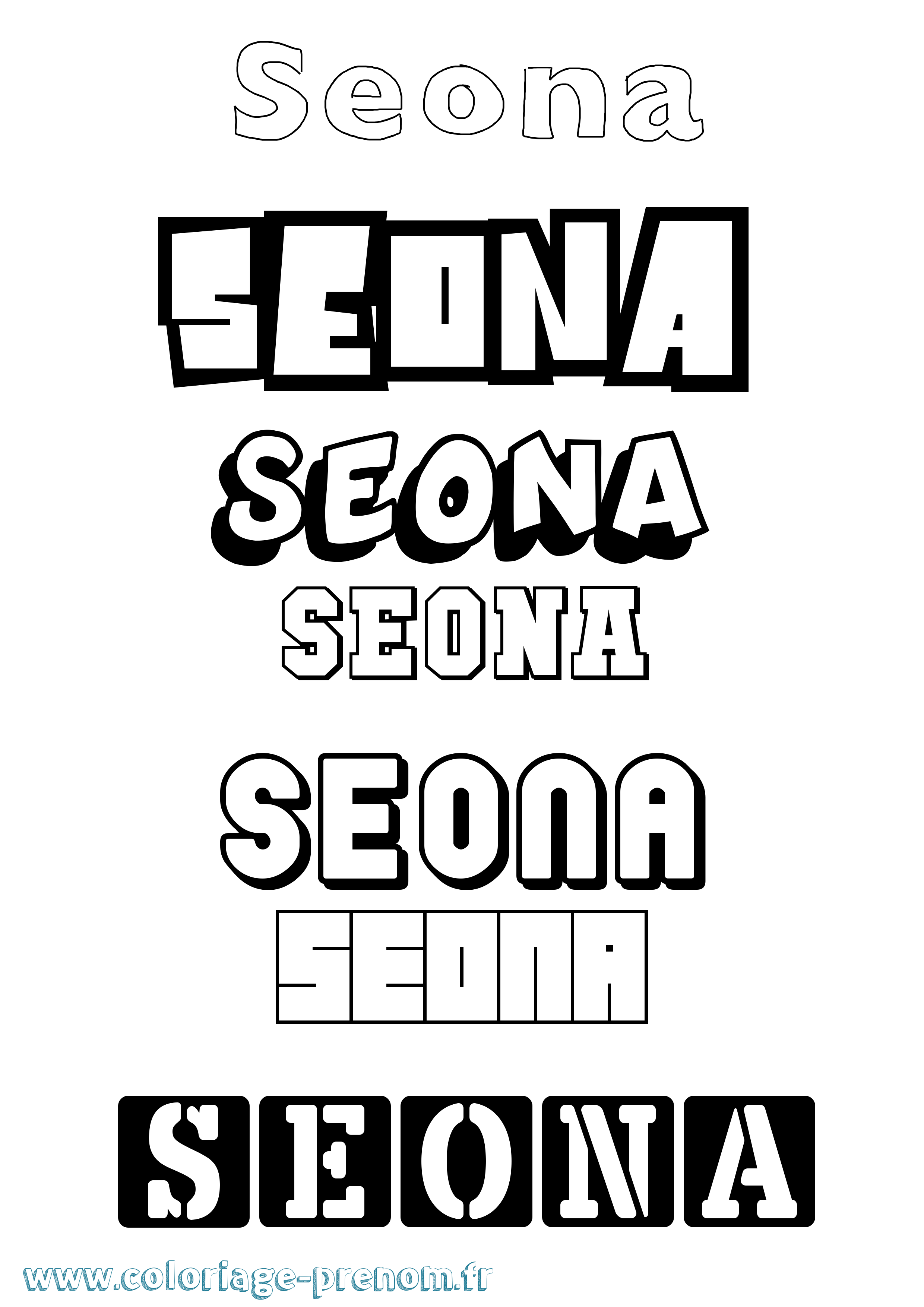Coloriage Seona Simple Coloriage prénom Seona Simple