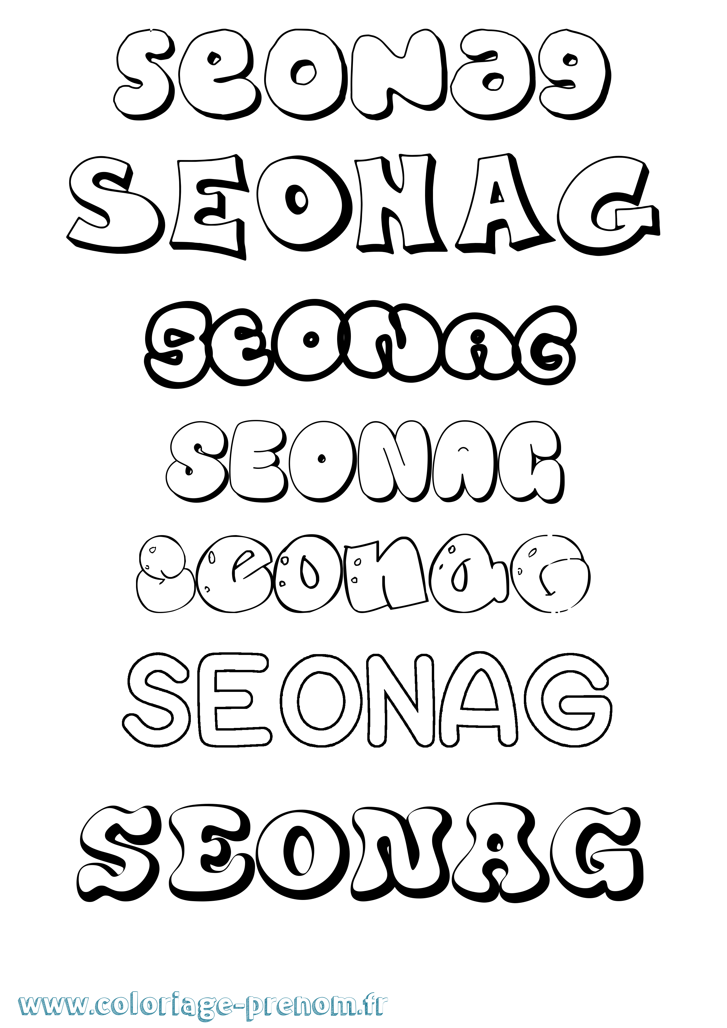 Coloriage Seonag Bubble Coloriage prénom Seonag Bubble
