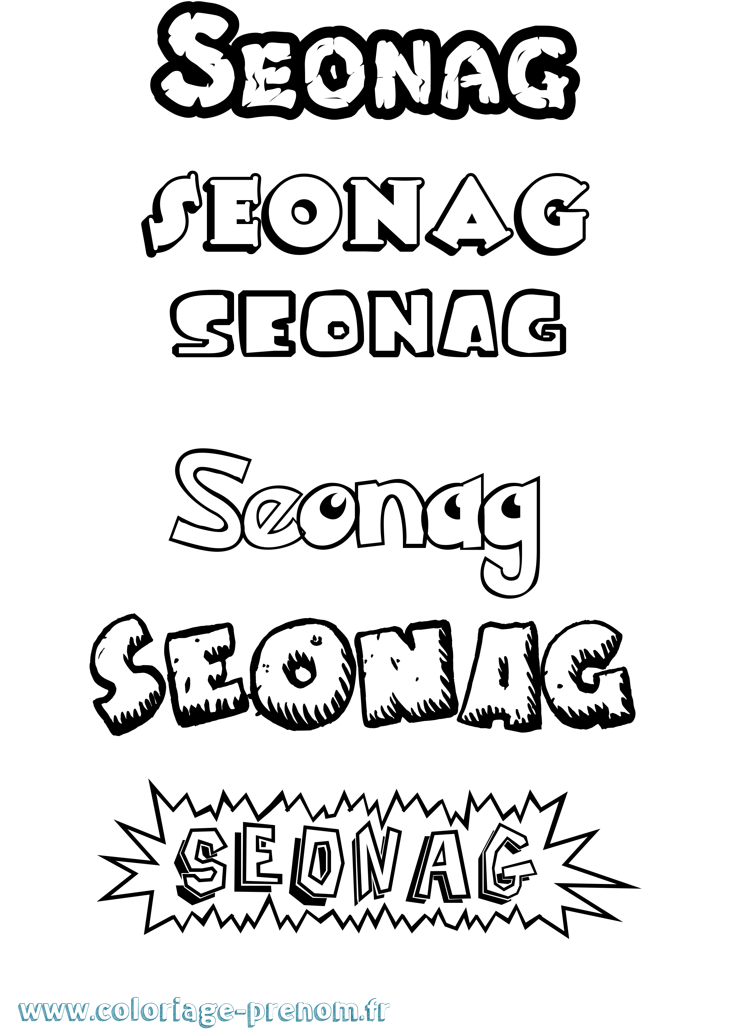 Coloriage Seonag Dessin Animé Coloriage prénom Seonag Dessin Animé