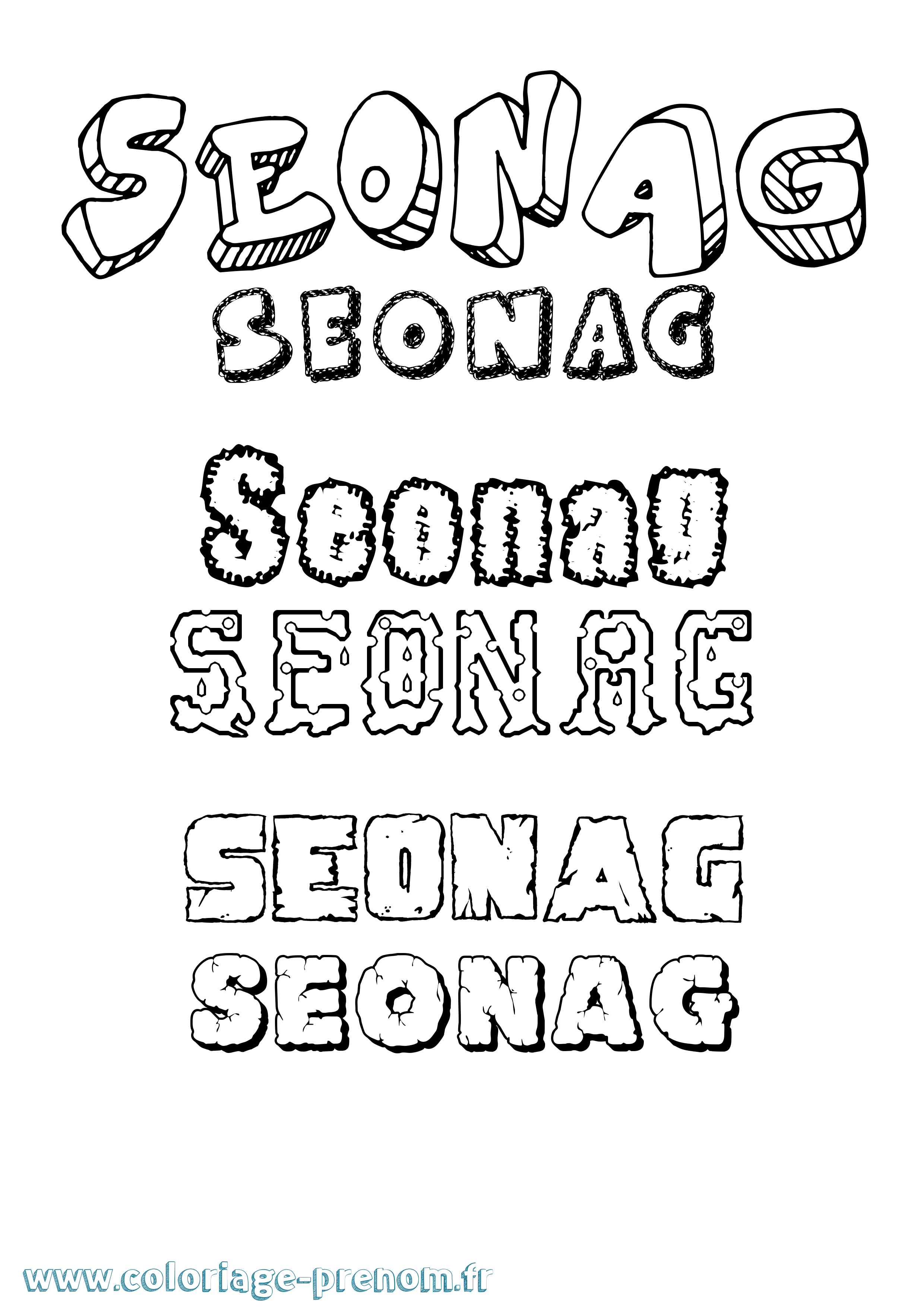 Coloriage Seonag Destructuré Coloriage prénom Seonag Destructuré