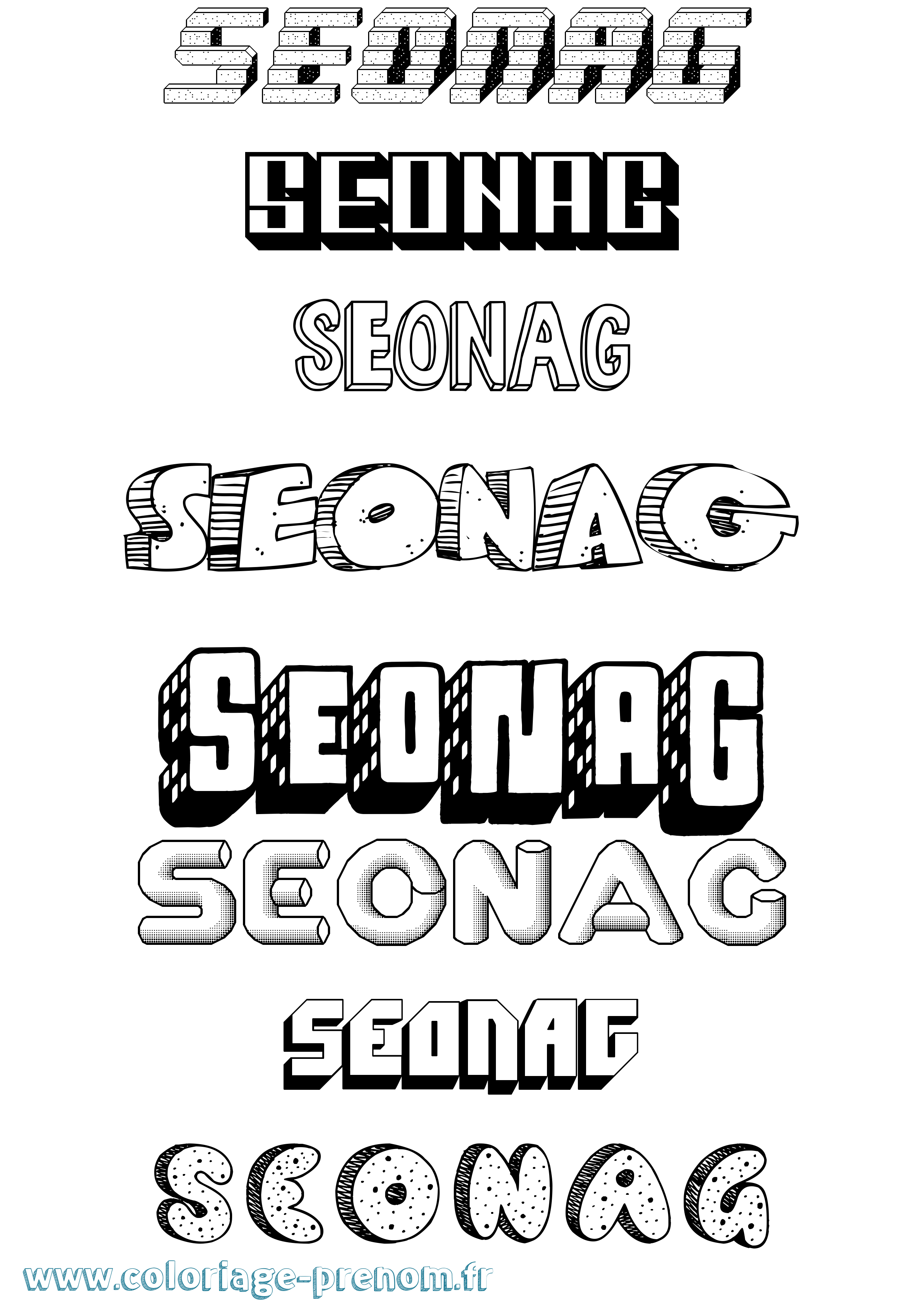 Coloriage Seonag Effet 3D Coloriage prénom Seonag Effet 3D