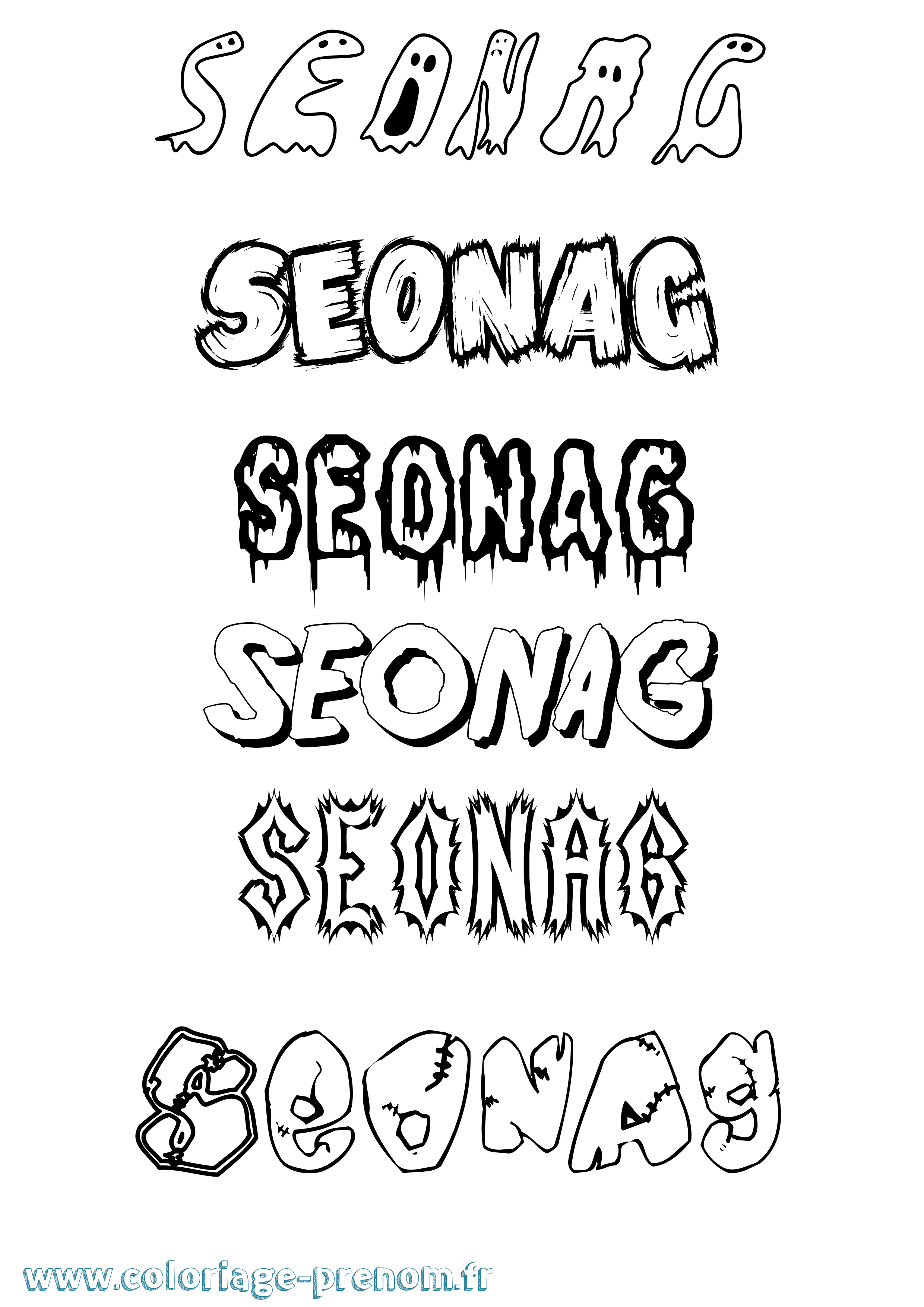 Coloriage Seonag Frisson Coloriage prénom Seonag Frisson