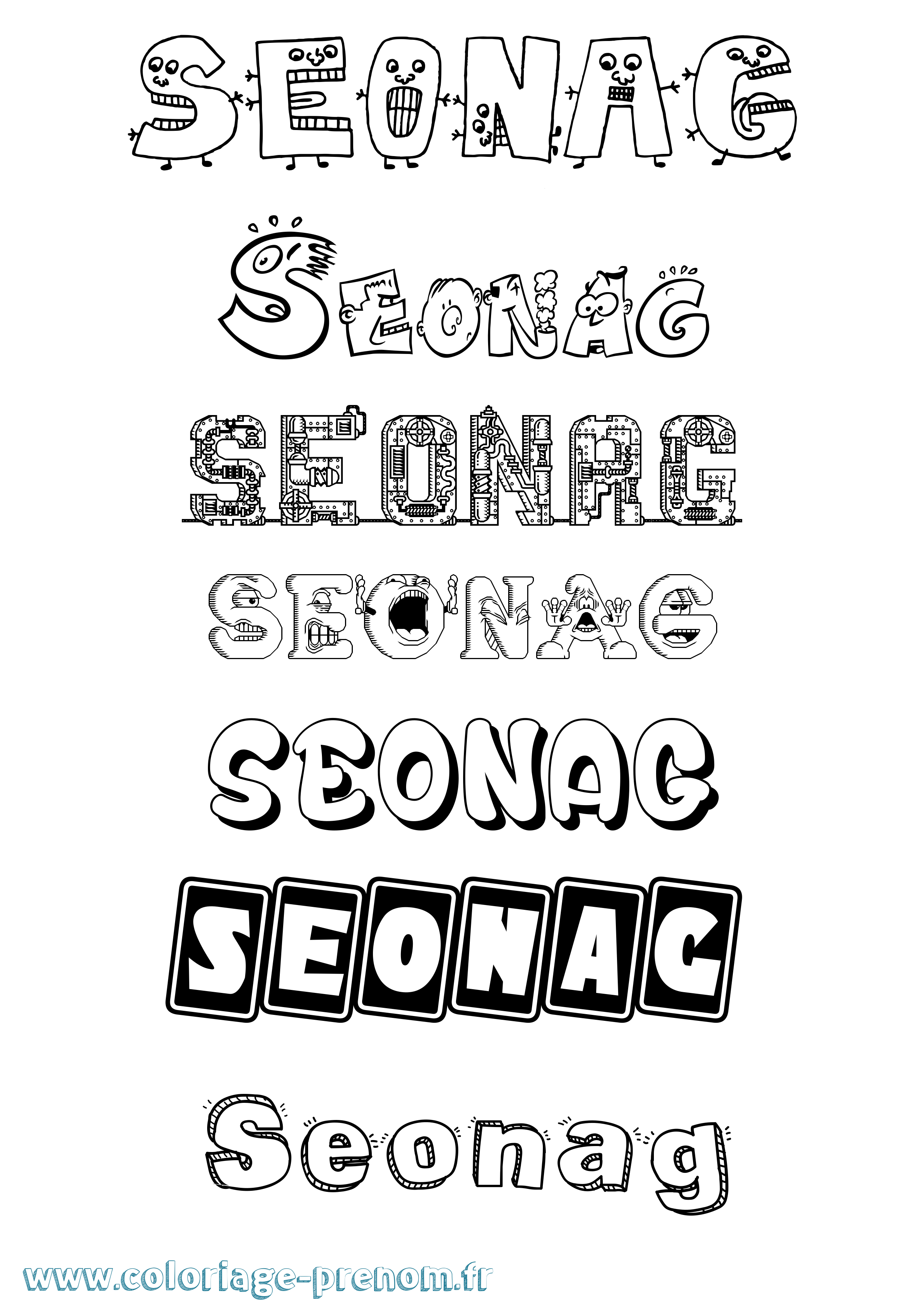 Coloriage Seonag Fun Coloriage prénom Seonag Fun