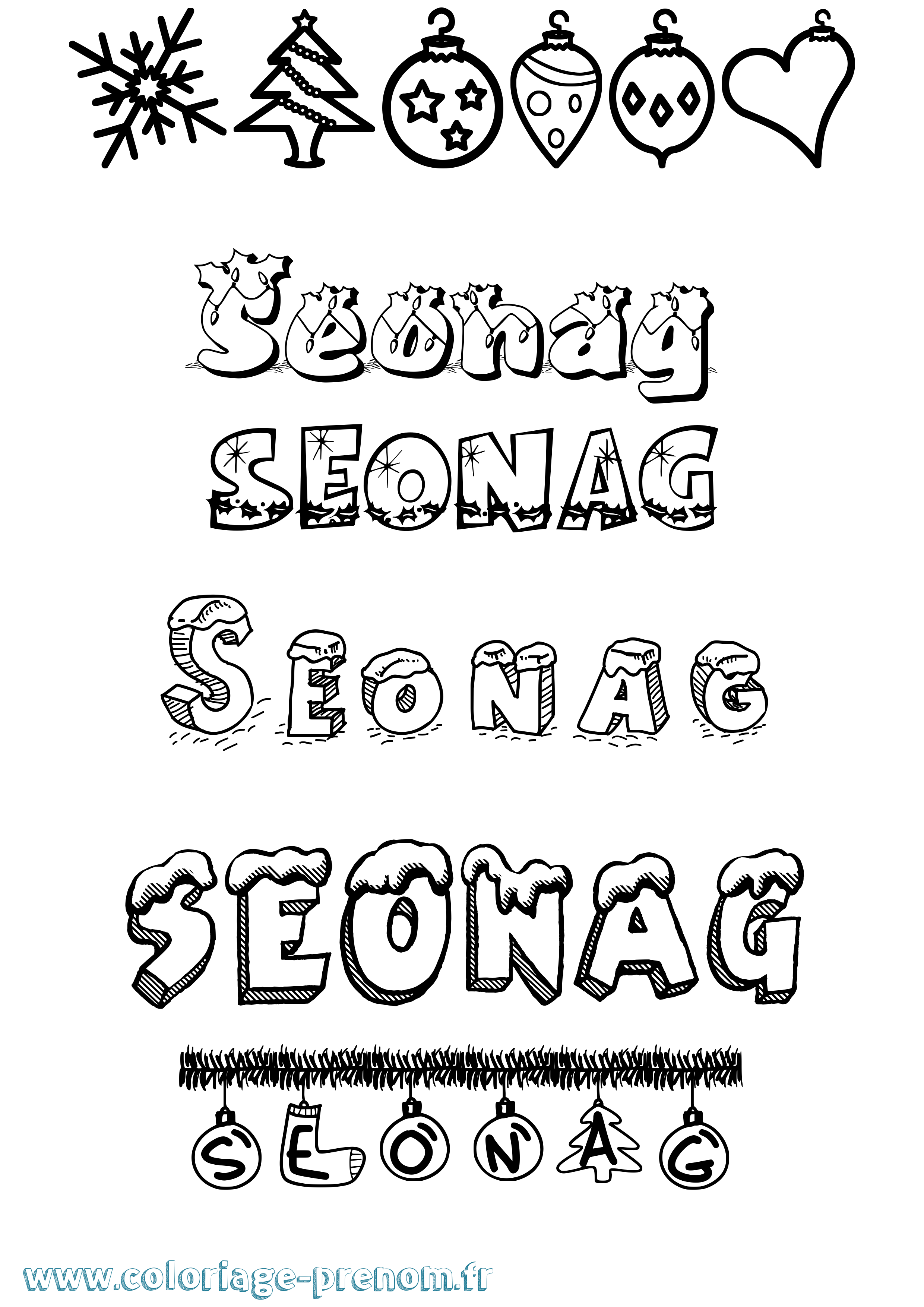 Coloriage Seonag Noël Coloriage prénom Seonag Noël