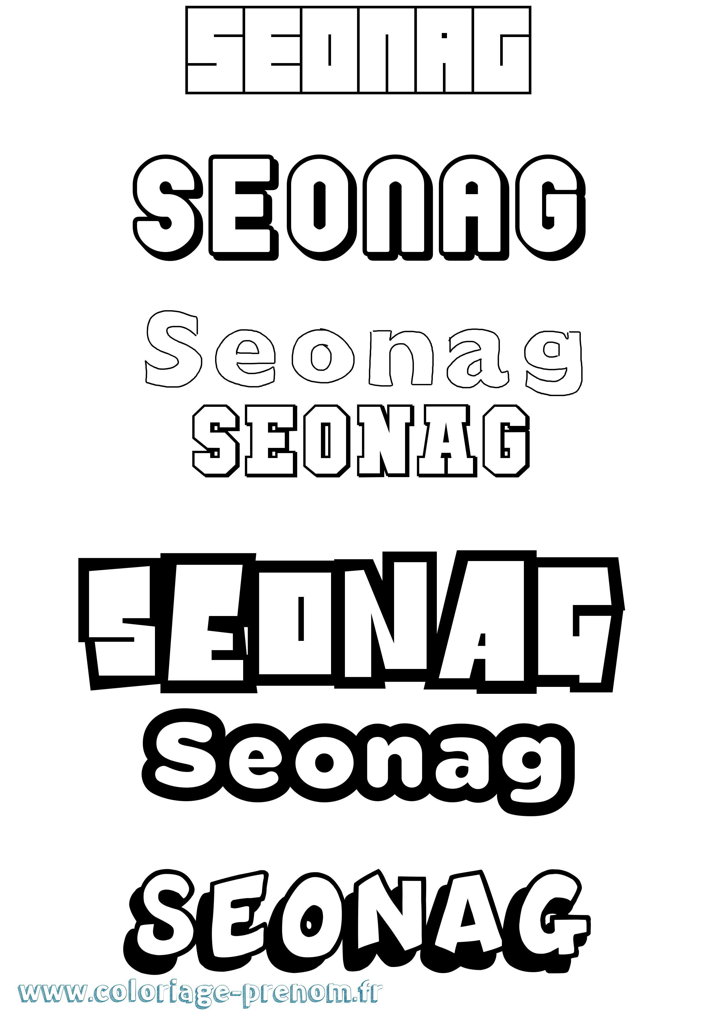 Coloriage Seonag Simple Coloriage prénom Seonag Simple