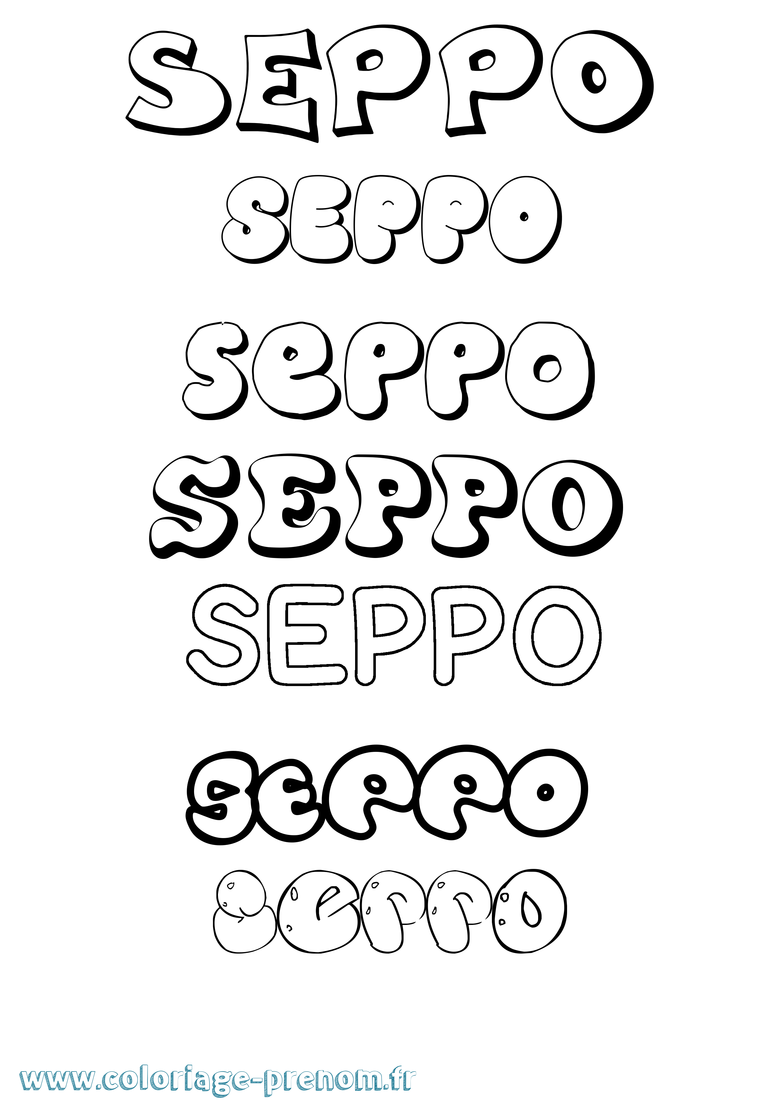 Coloriage Seppo Bubble Coloriage prénom Seppo Bubble