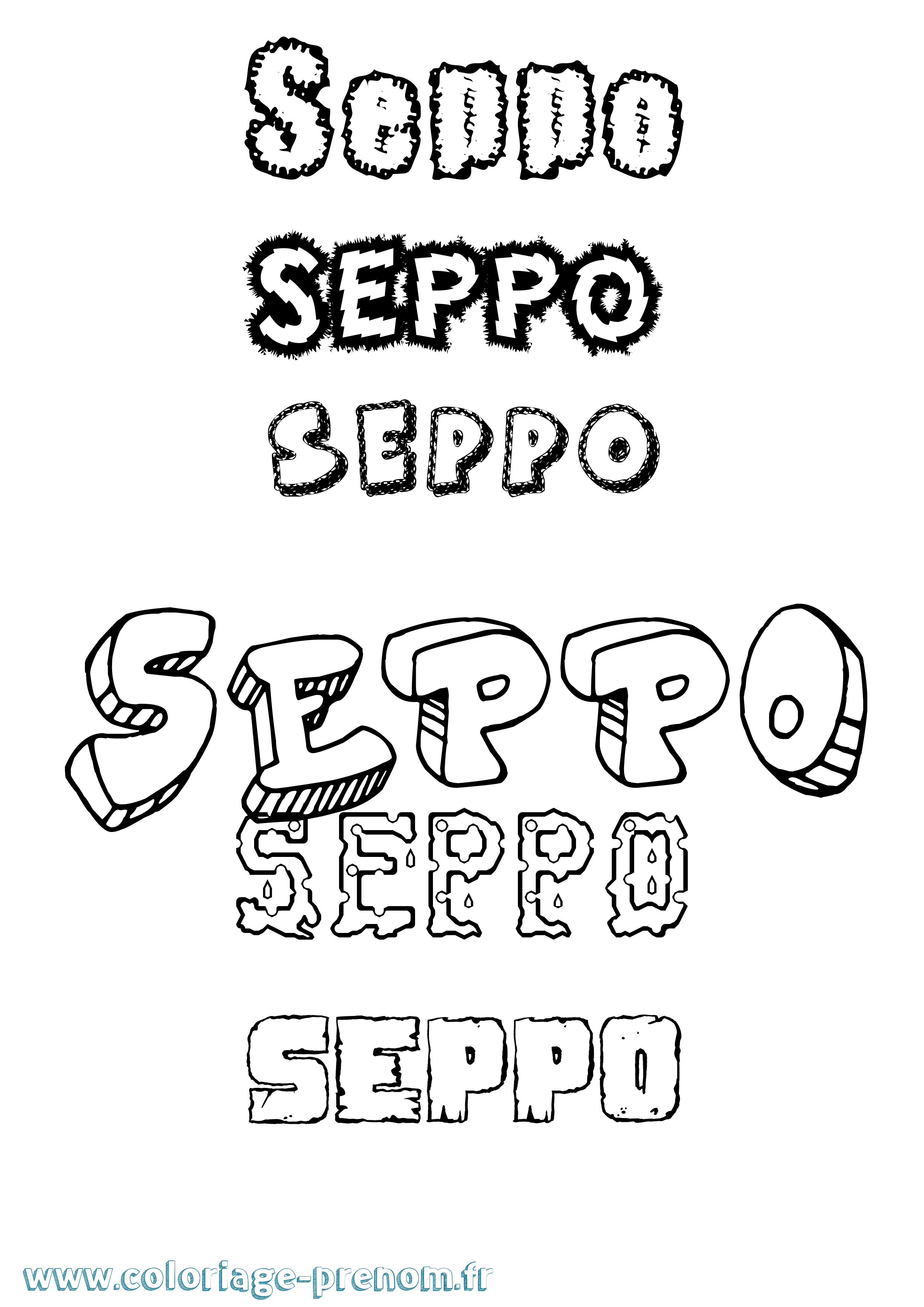 Coloriage Seppo Destructuré Coloriage prénom Seppo Destructuré