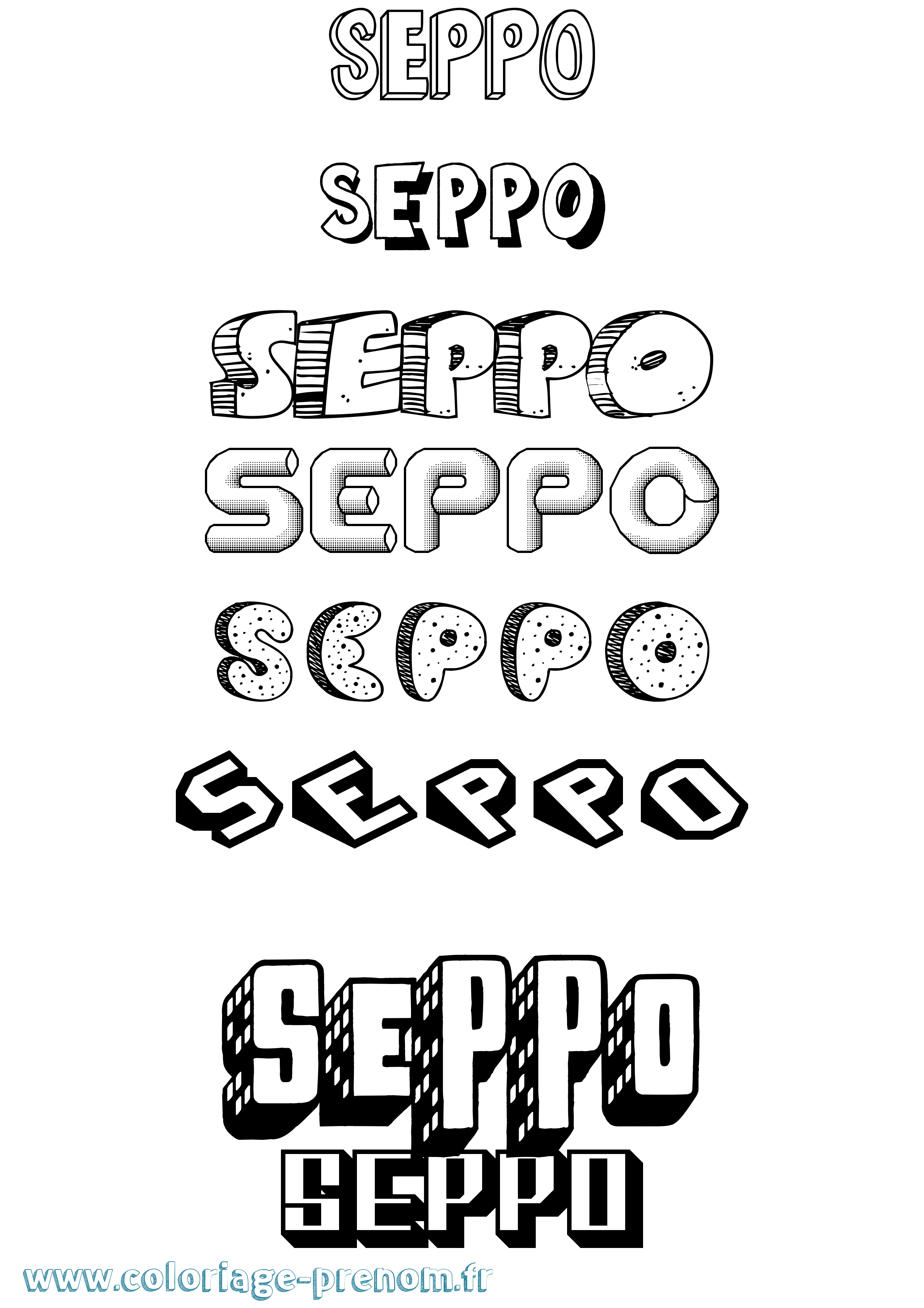 Coloriage Seppo Effet 3D Coloriage prénom Seppo Effet 3D