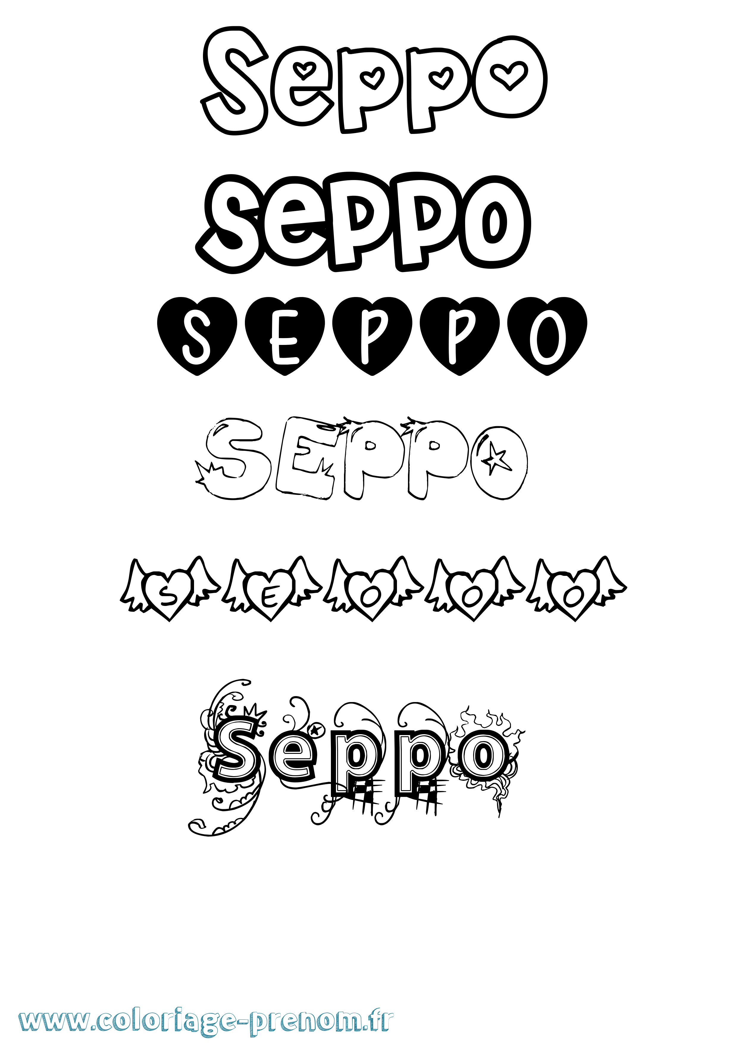 Coloriage Seppo Girly Coloriage prénom Seppo Girly