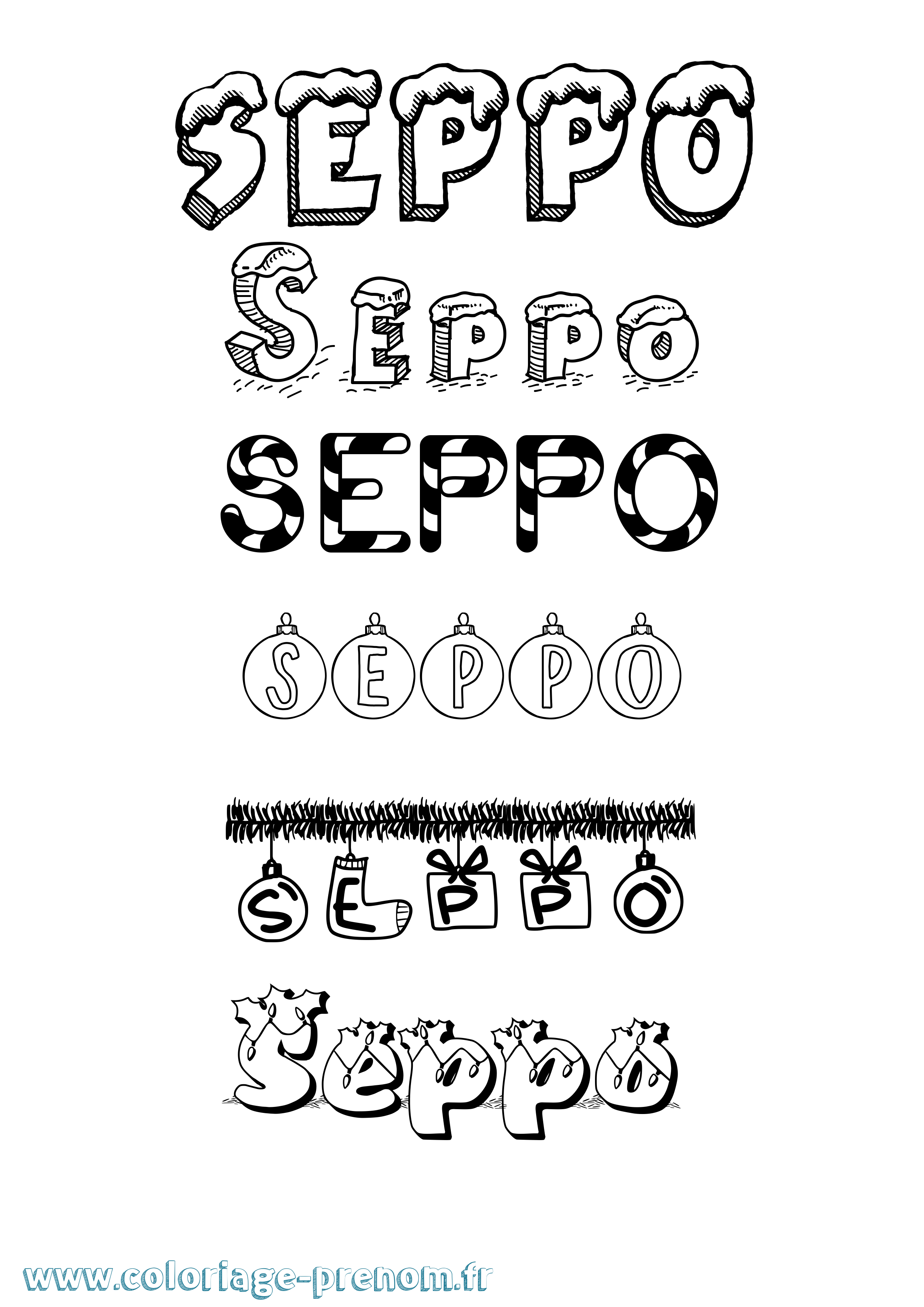 Coloriage Seppo Noël Coloriage prénom Seppo Noël