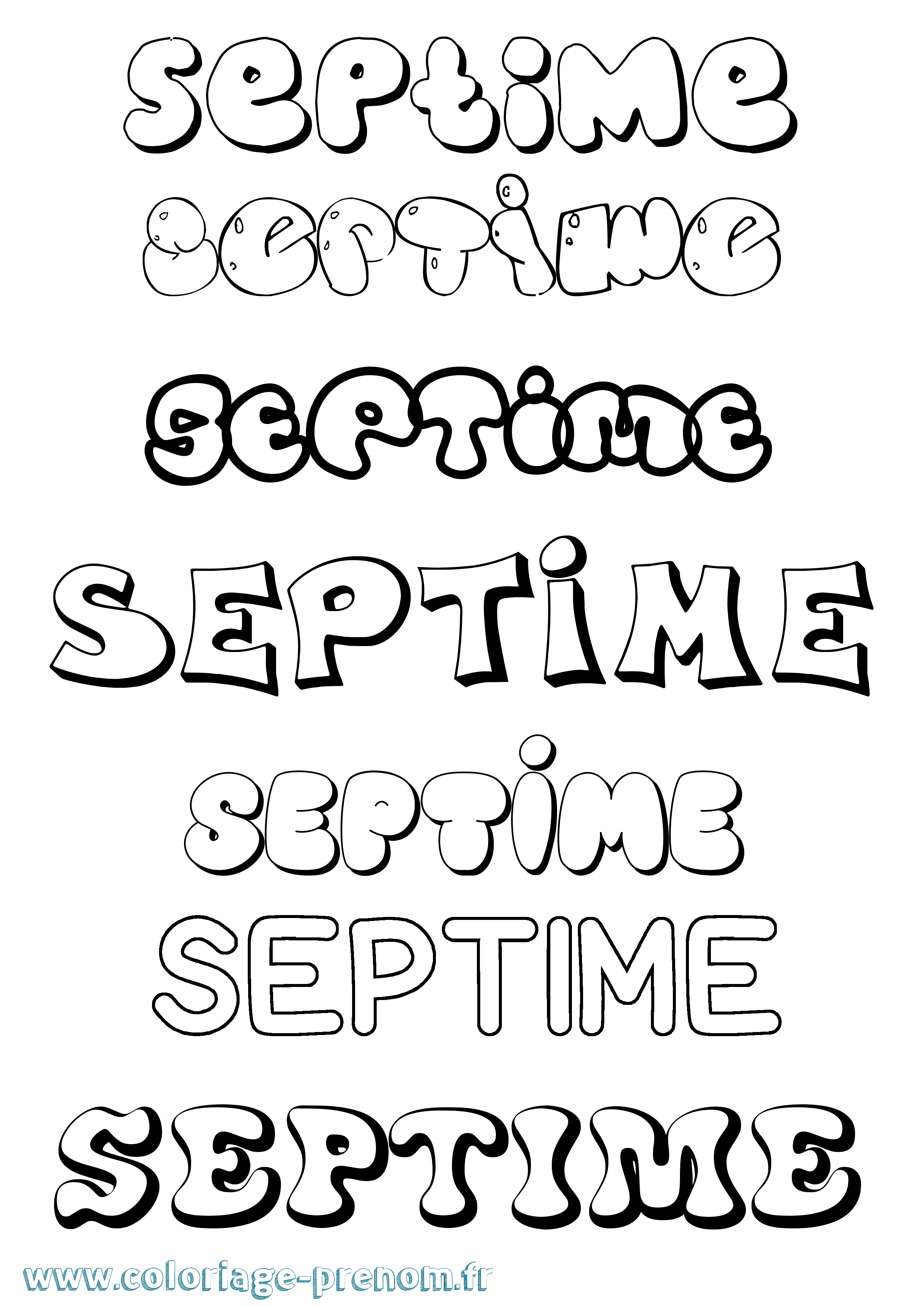 Coloriage Septime Bubble Coloriage prénom Septime Bubble