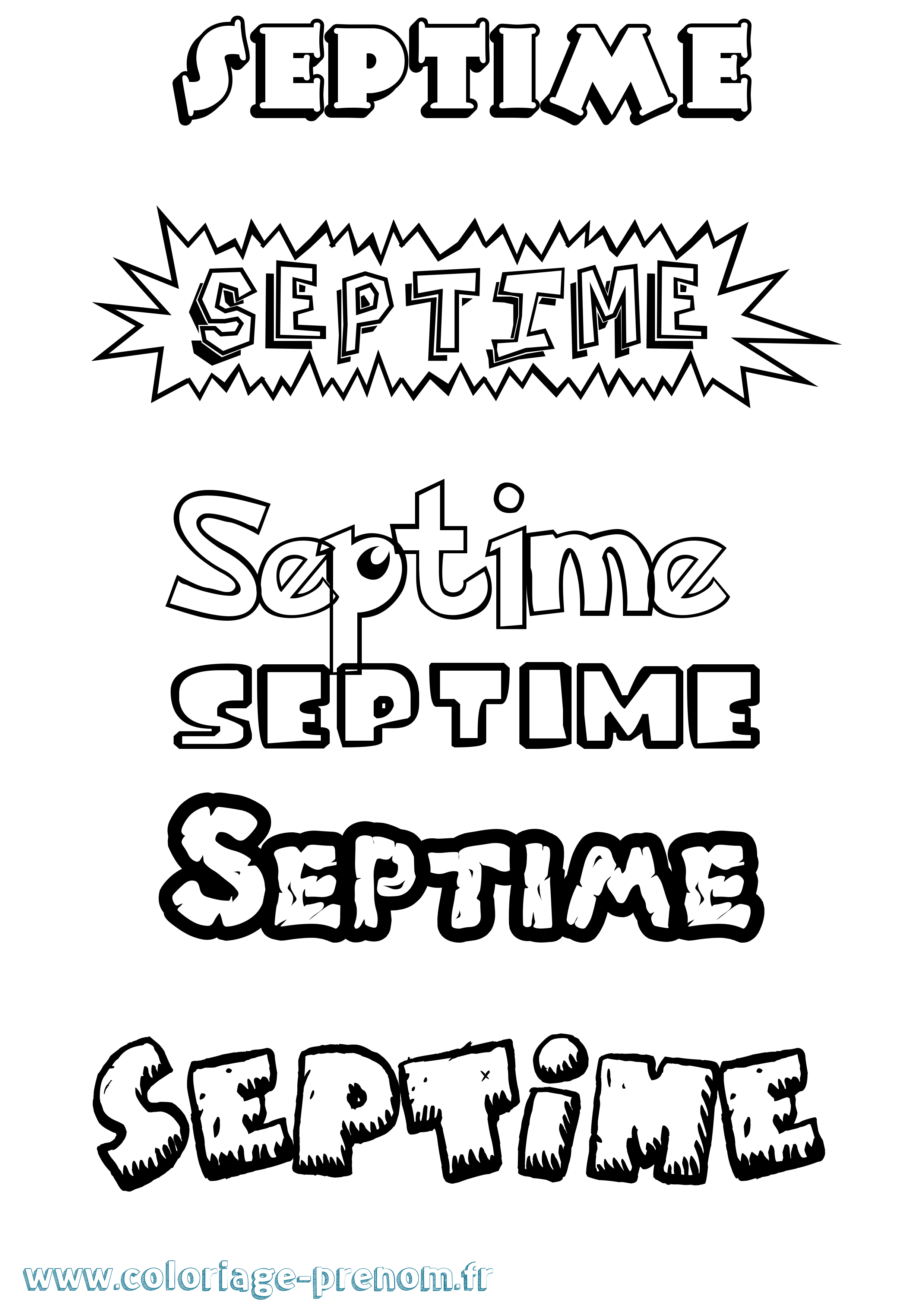 Coloriage Septime Dessin Animé Coloriage prénom Septime Dessin Animé