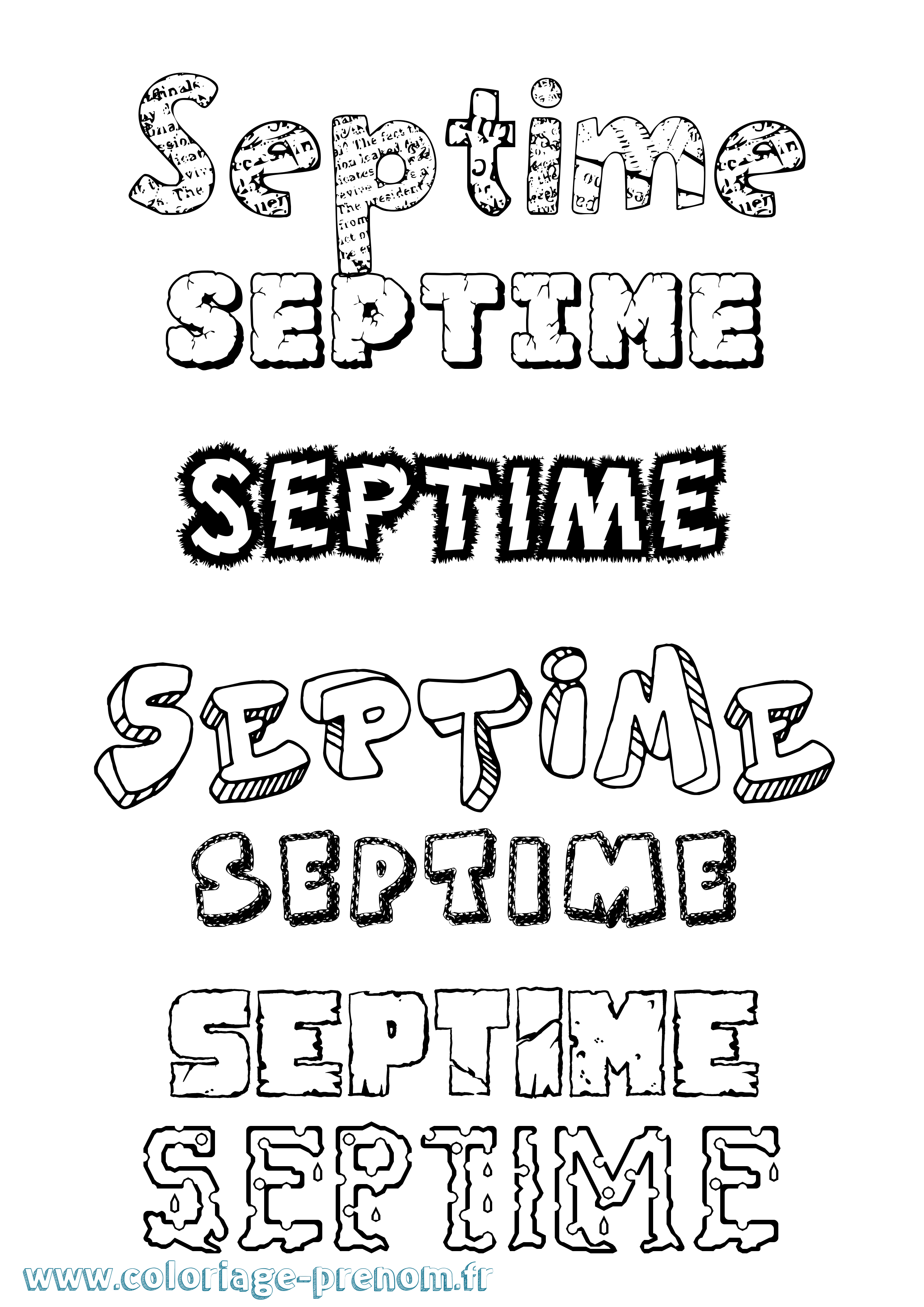 Coloriage Septime Destructuré Coloriage prénom Septime Destructuré