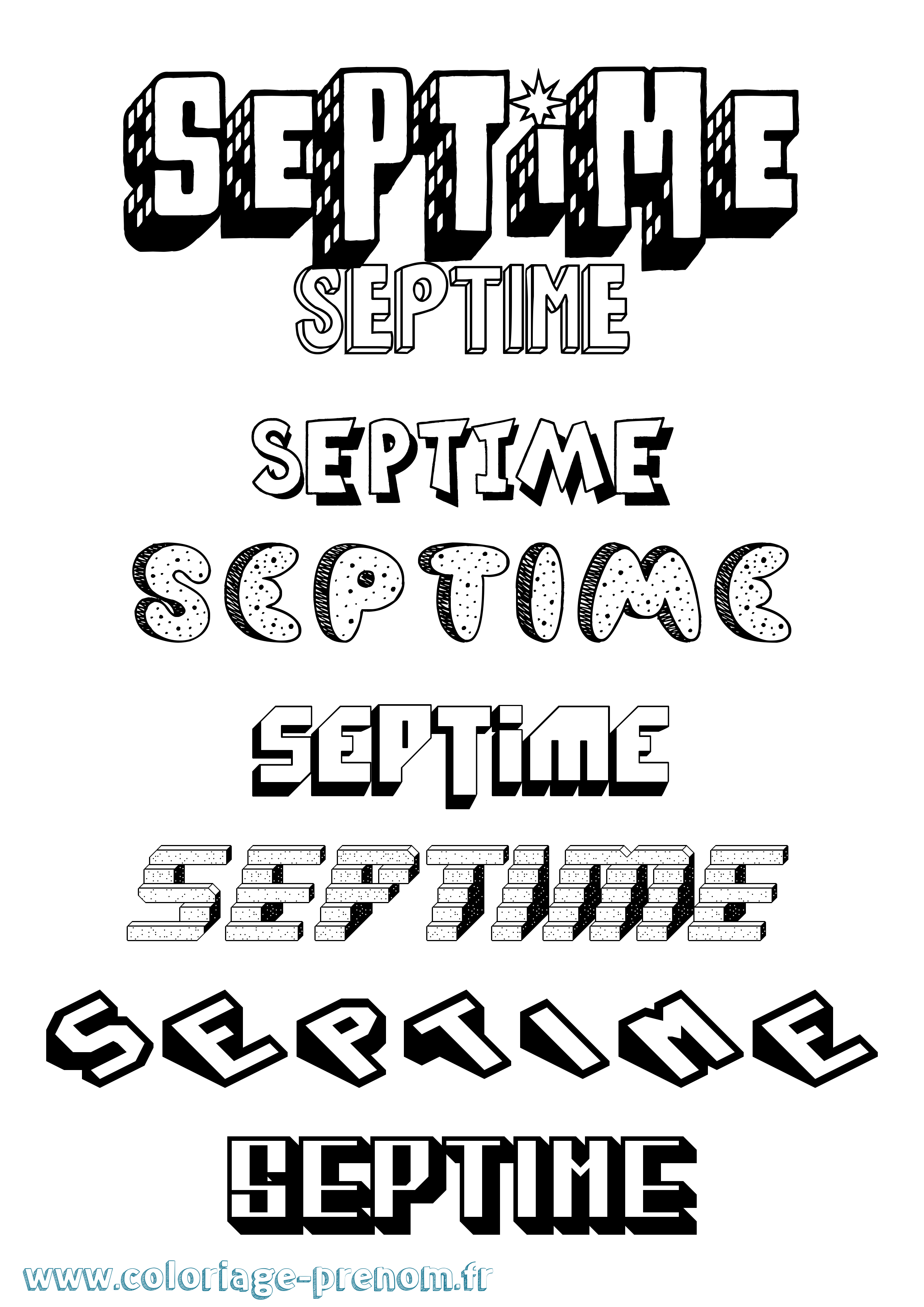 Coloriage Septime Effet 3D Coloriage prénom Septime Effet 3D