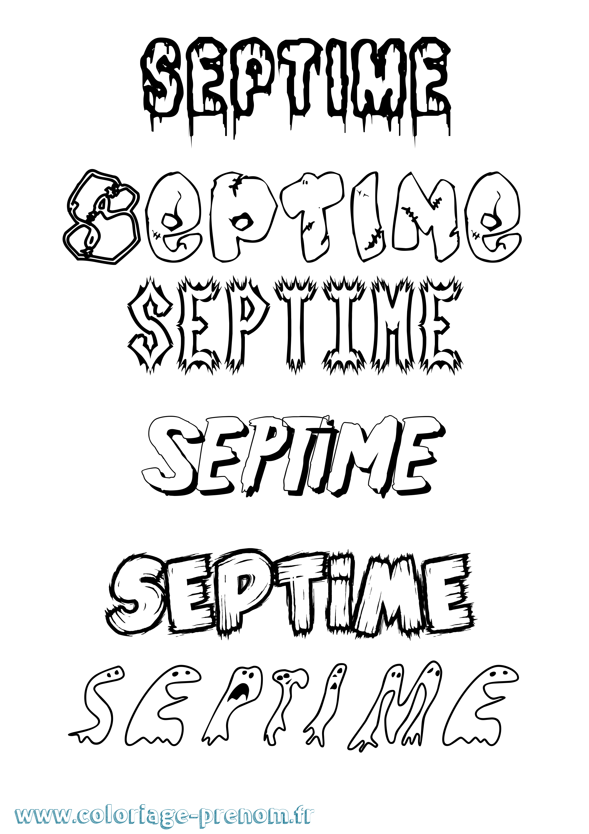 Coloriage Septime Frisson Coloriage prénom Septime Frisson