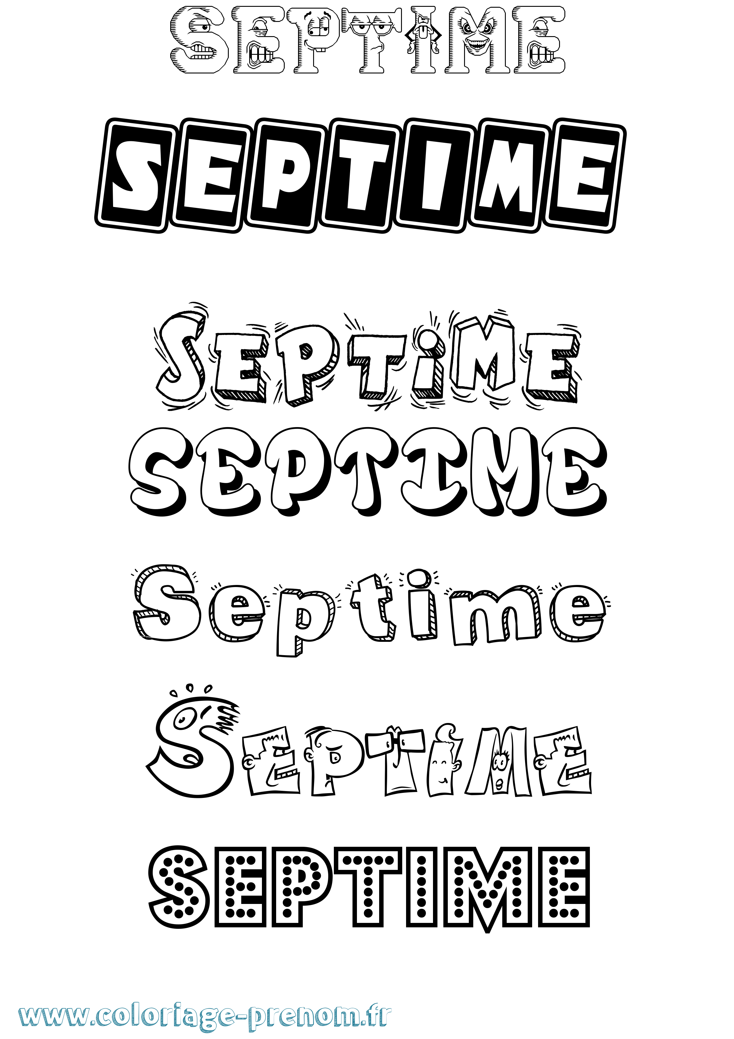 Coloriage Septime Fun Coloriage prénom Septime Fun