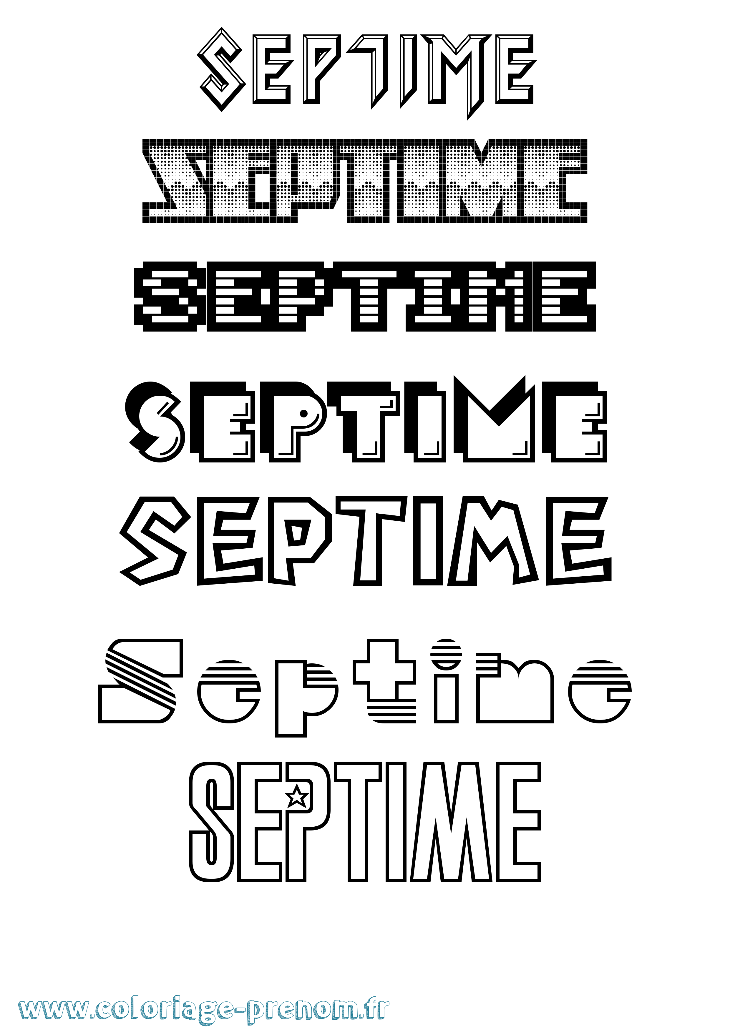 Coloriage Septime Jeux Vidéos Coloriage prénom Septime Jeux Vidéos