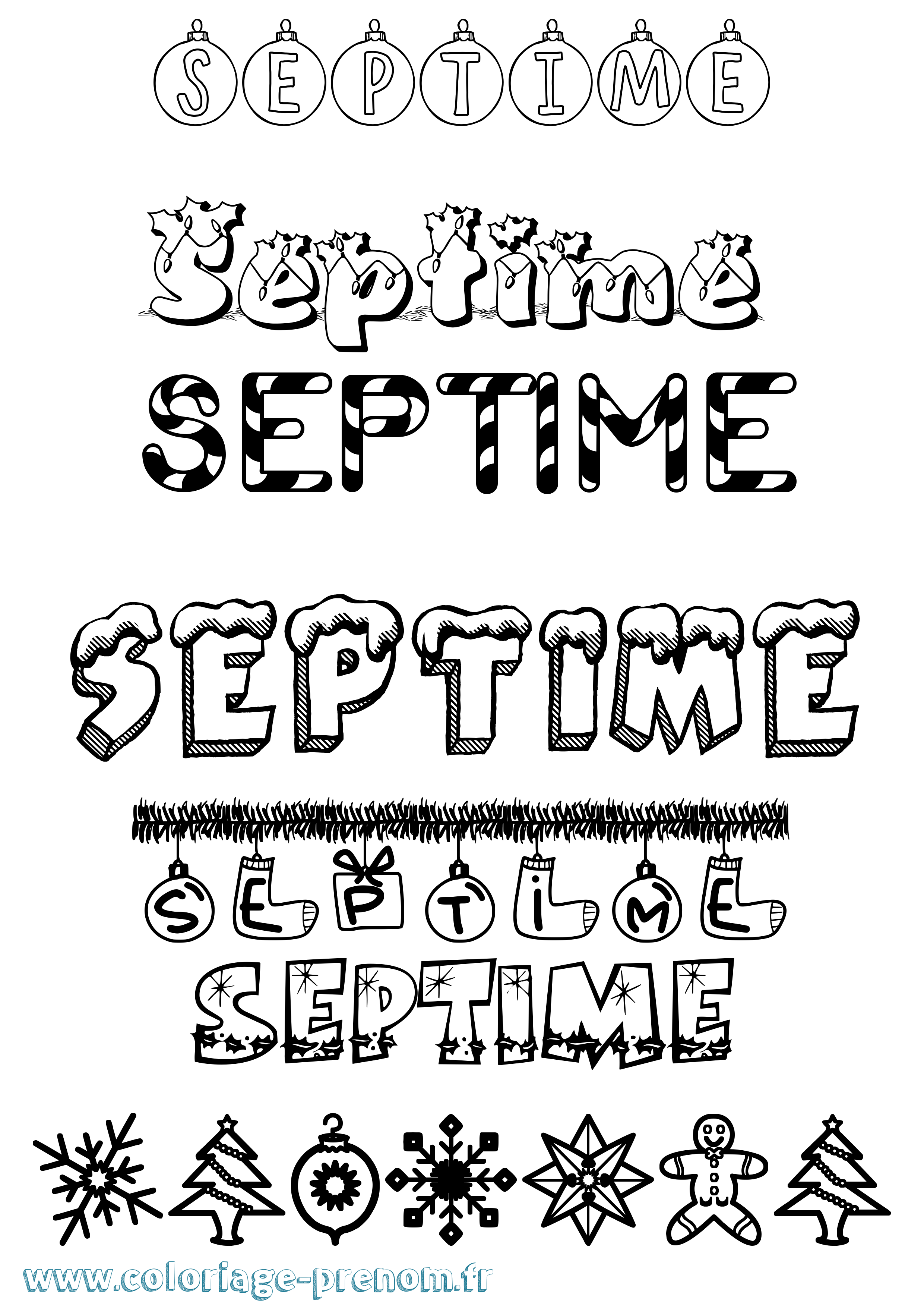 Coloriage Septime Noël Coloriage prénom Septime Noël