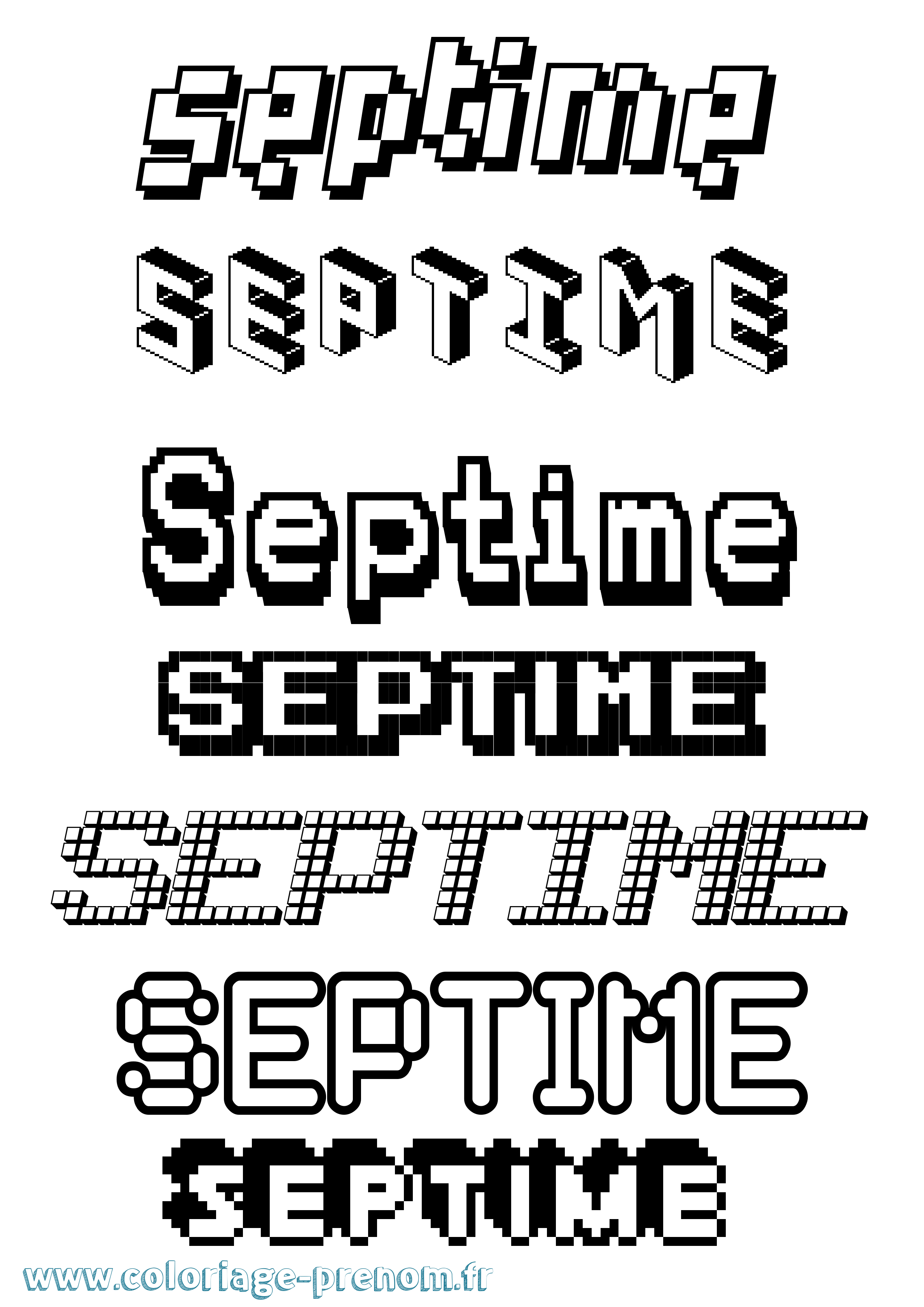 Coloriage Septime Pixel Coloriage prénom Septime Pixel