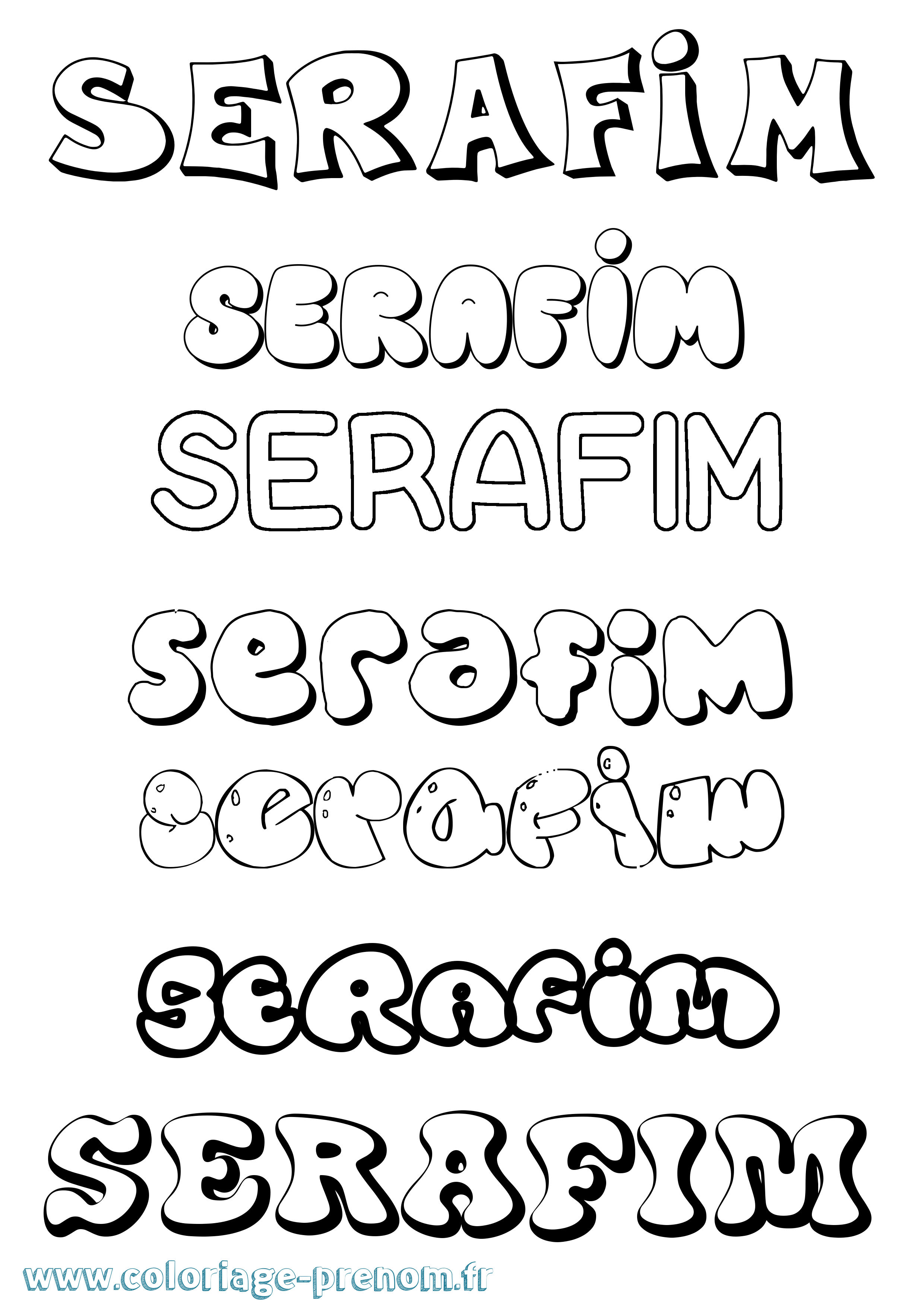 Coloriage Serafim Bubble Coloriage prénom Serafim Bubble