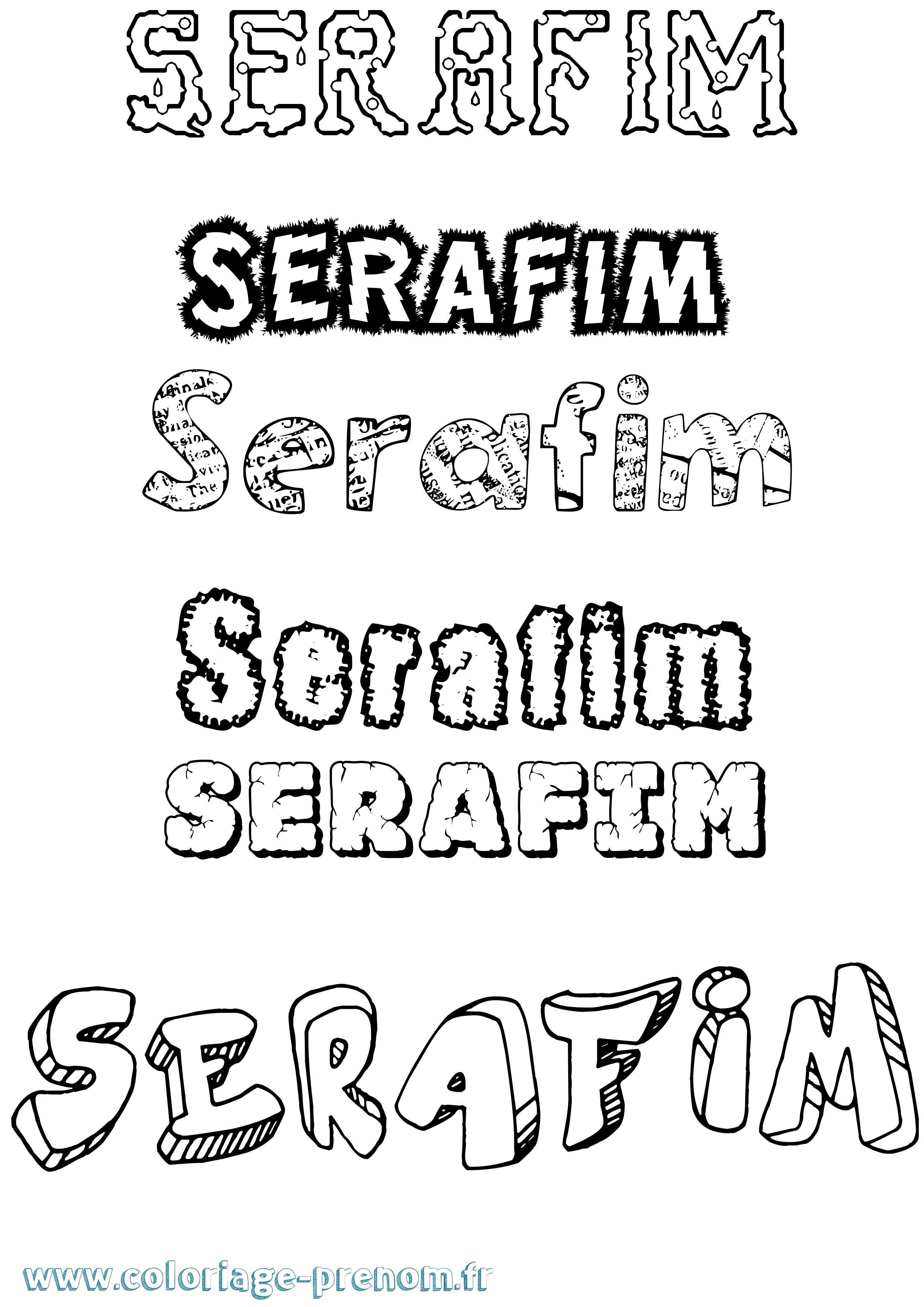 Coloriage Serafim Destructuré Coloriage prénom Serafim Destructuré