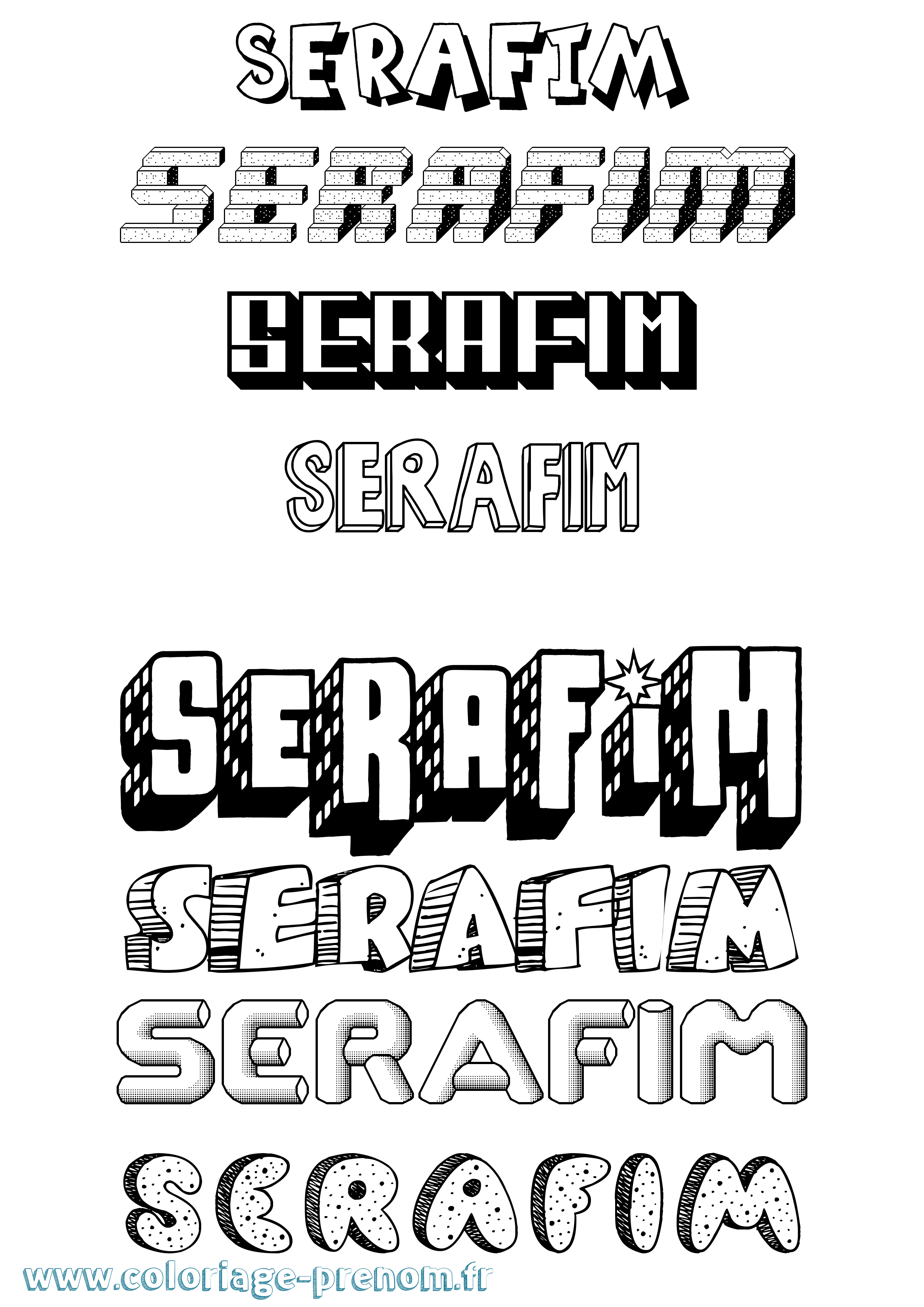 Coloriage Serafim Effet 3D Coloriage prénom Serafim Effet 3D