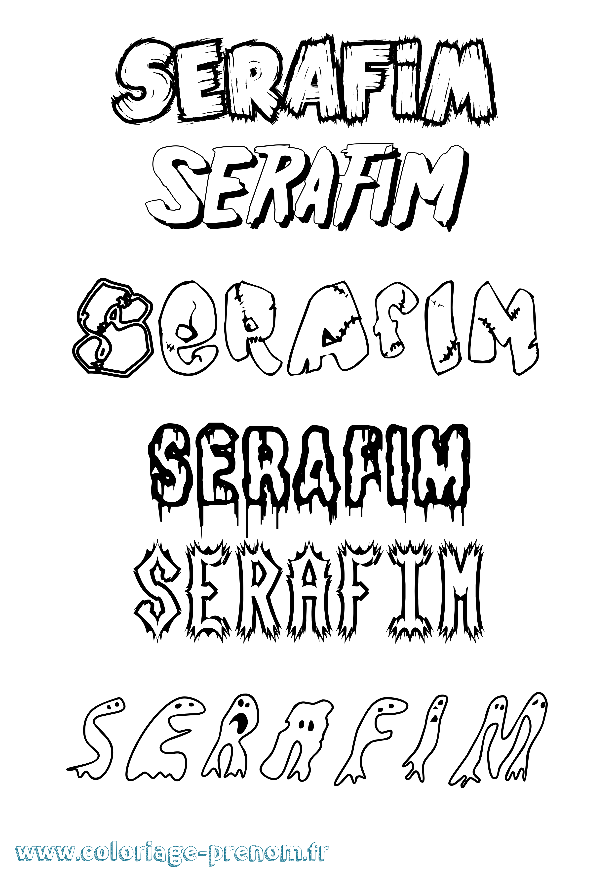 Coloriage Serafim Frisson Coloriage prénom Serafim Frisson