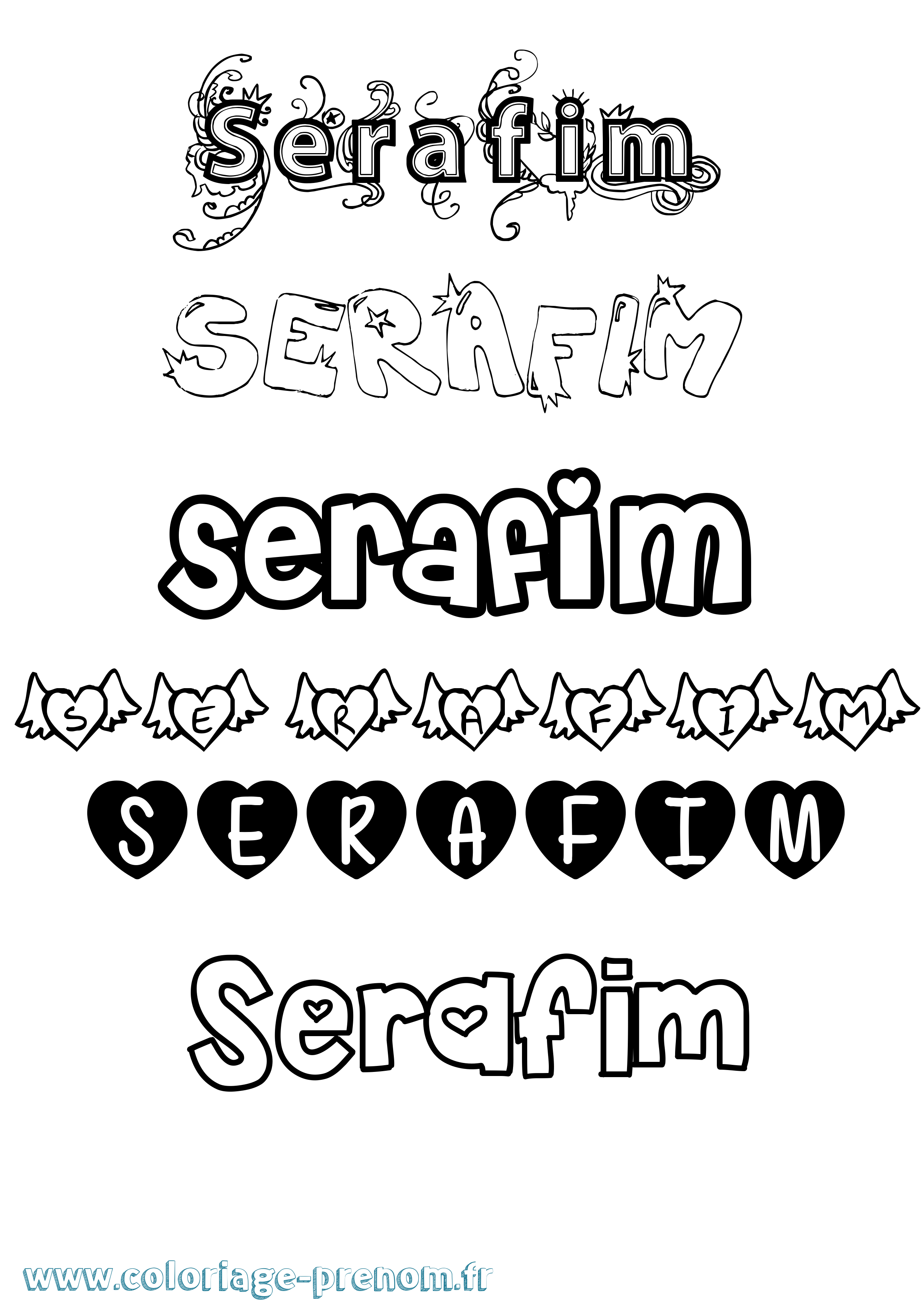 Coloriage Serafim Girly Coloriage prénom Serafim Girly