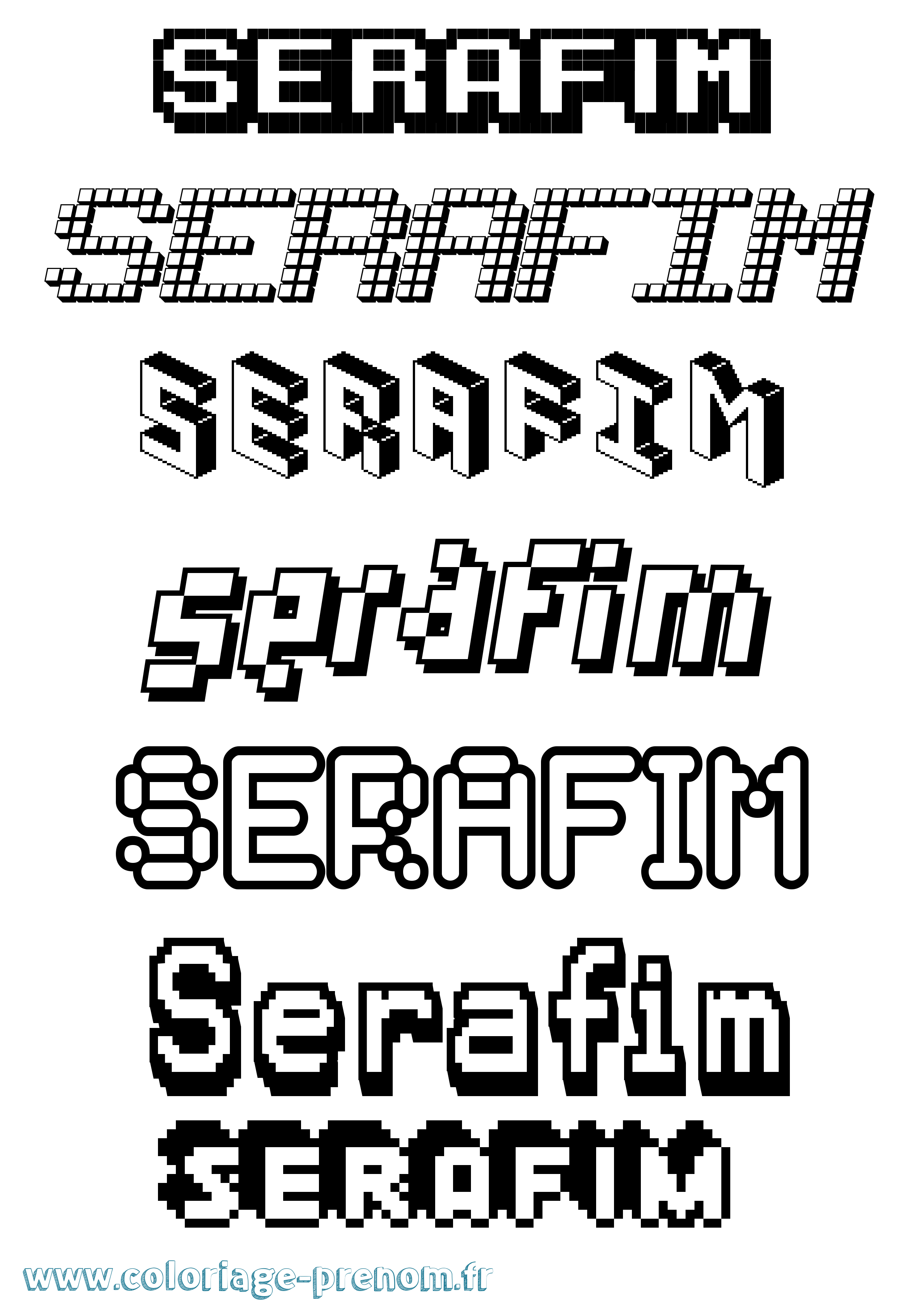 Coloriage Serafim Pixel Coloriage prénom Serafim Pixel