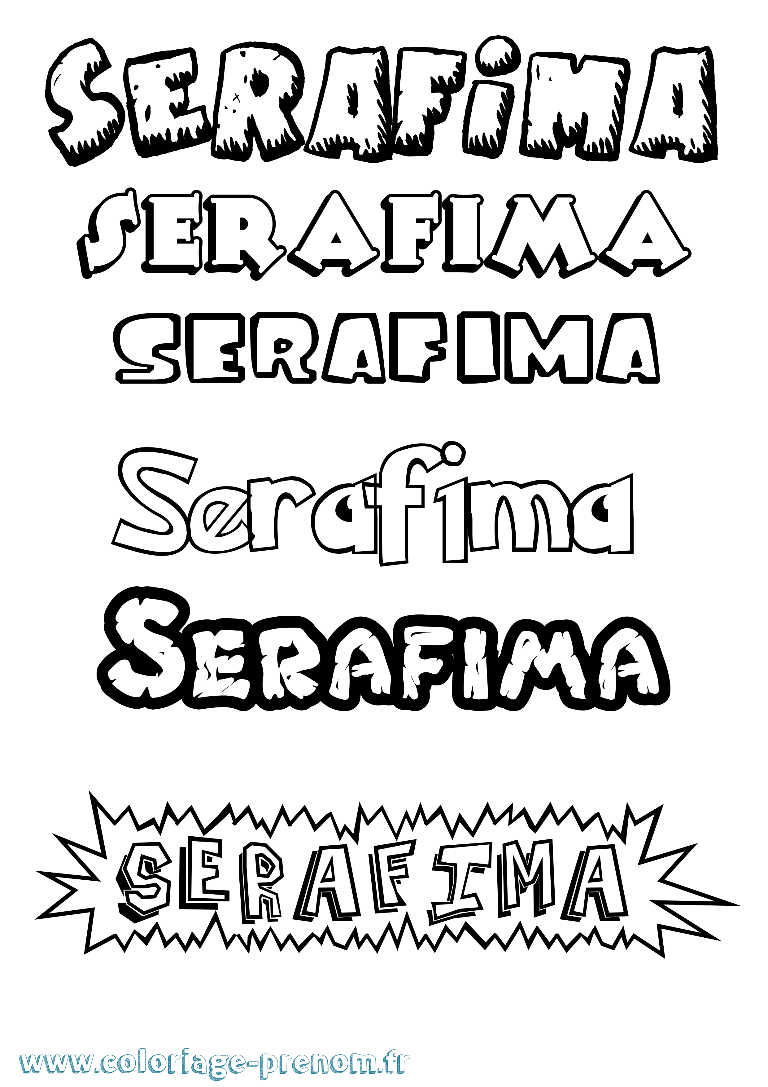Coloriage Serafima Dessin Animé Coloriage prénom Serafima Dessin Animé