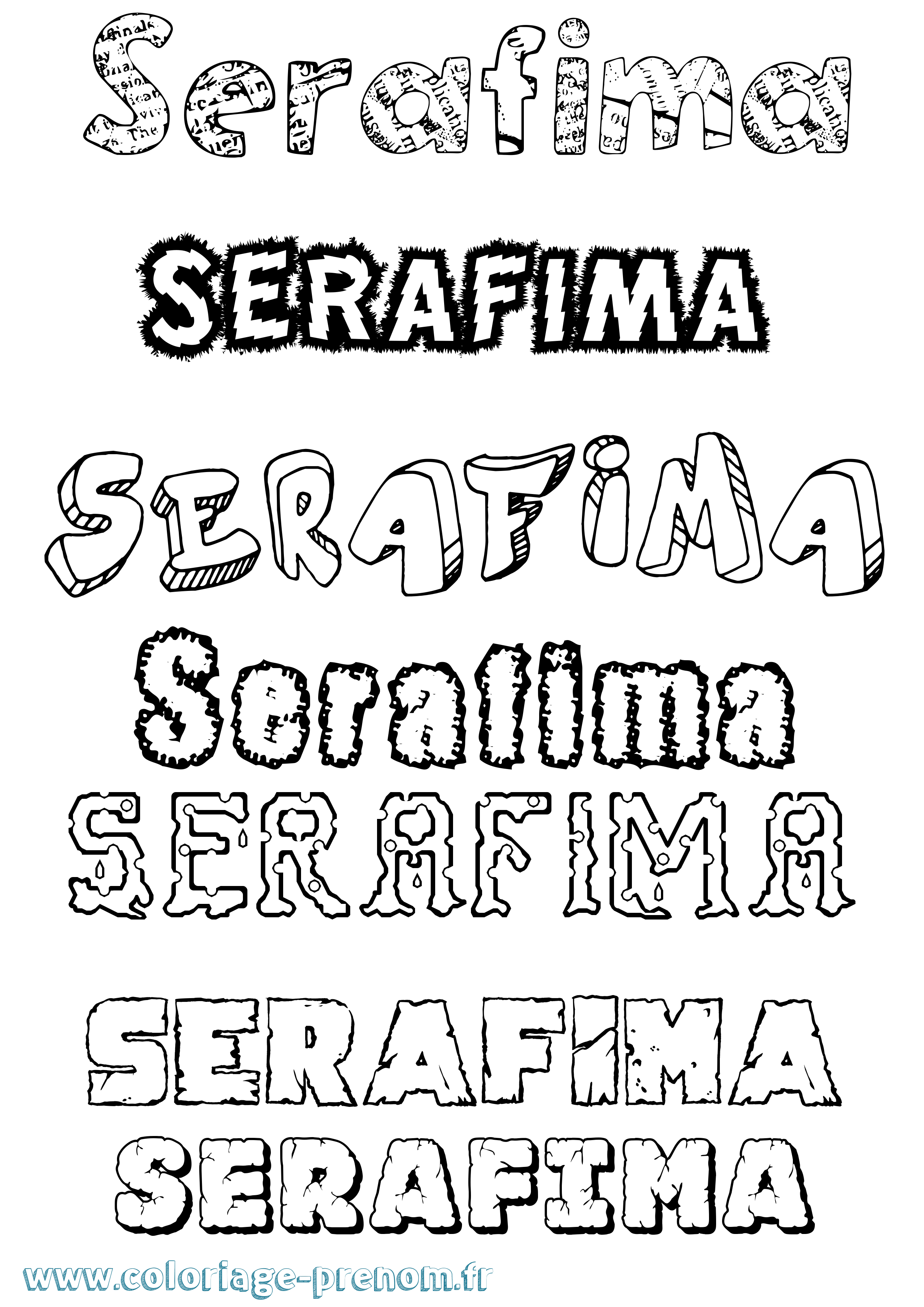 Coloriage Serafima Destructuré Coloriage prénom Serafima Destructuré
