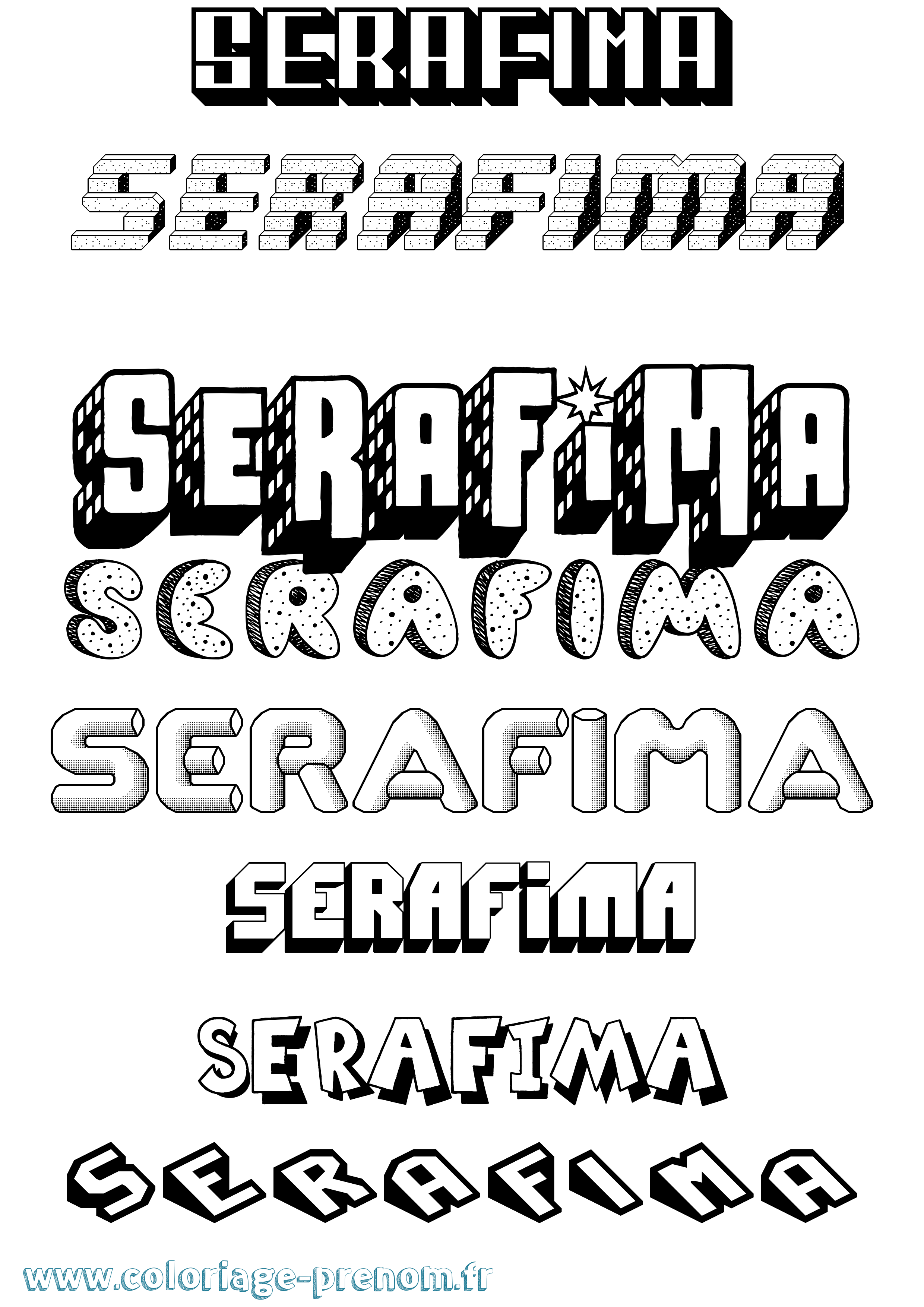 Coloriage Serafima Effet 3D Coloriage prénom Serafima Effet 3D
