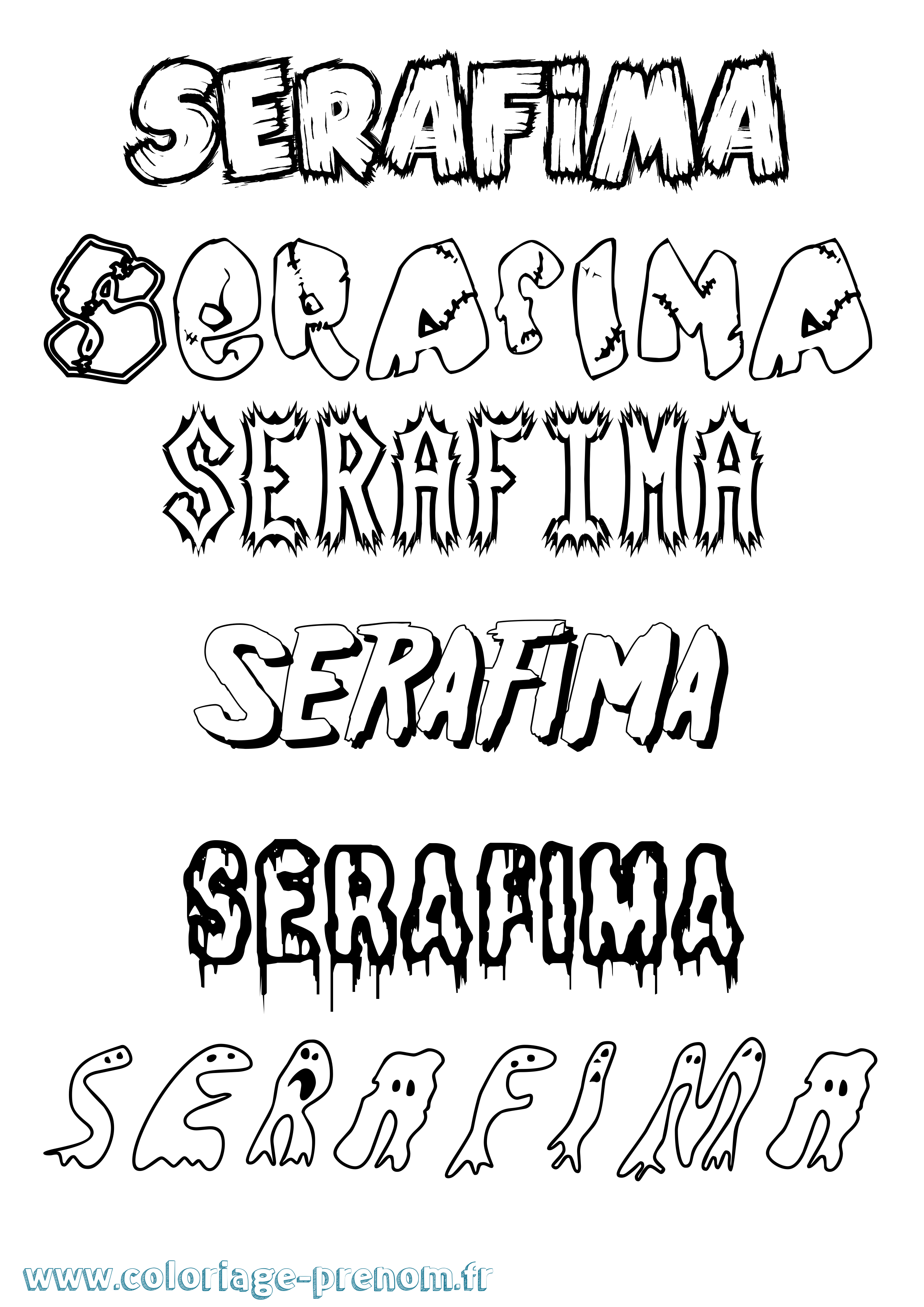 Coloriage Serafima Frisson Coloriage prénom Serafima Frisson
