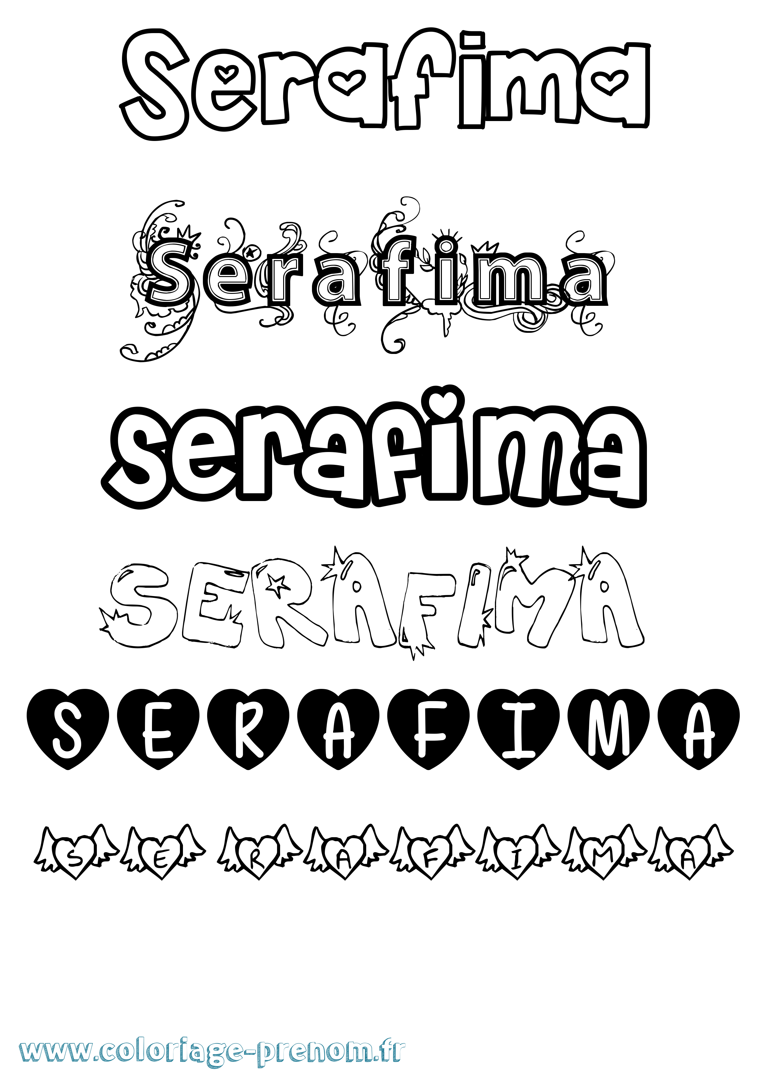 Coloriage Serafima Girly Coloriage prénom Serafima Girly