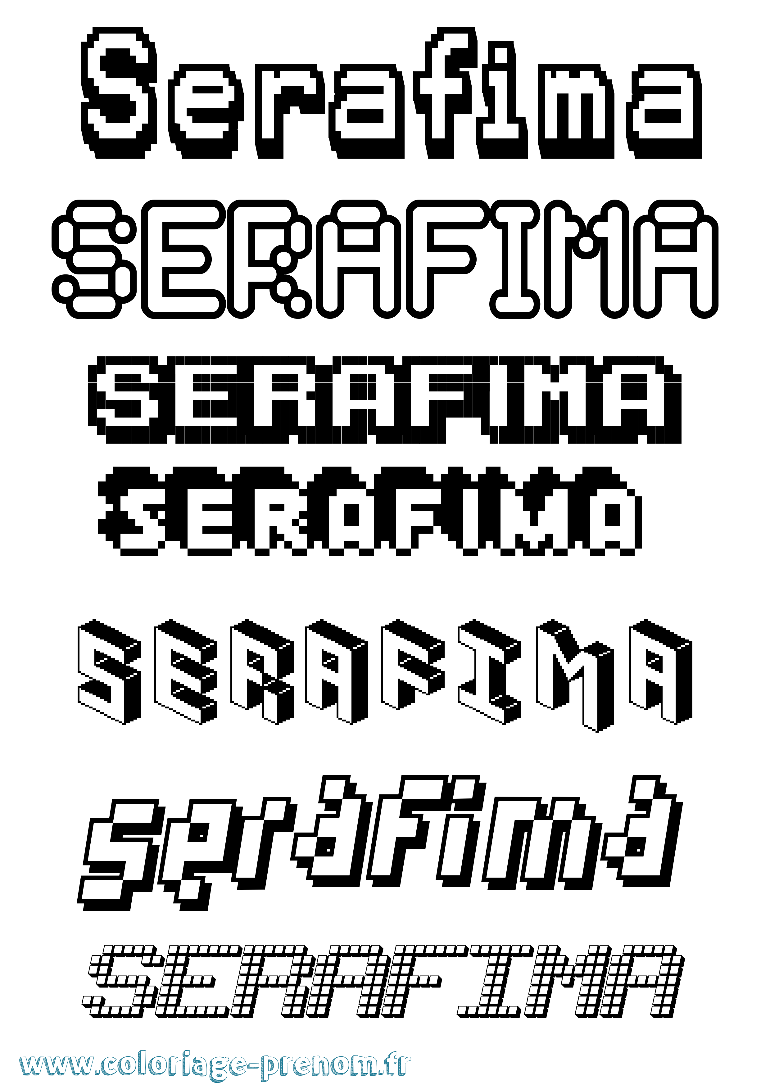 Coloriage Serafima Pixel Coloriage prénom Serafima Pixel