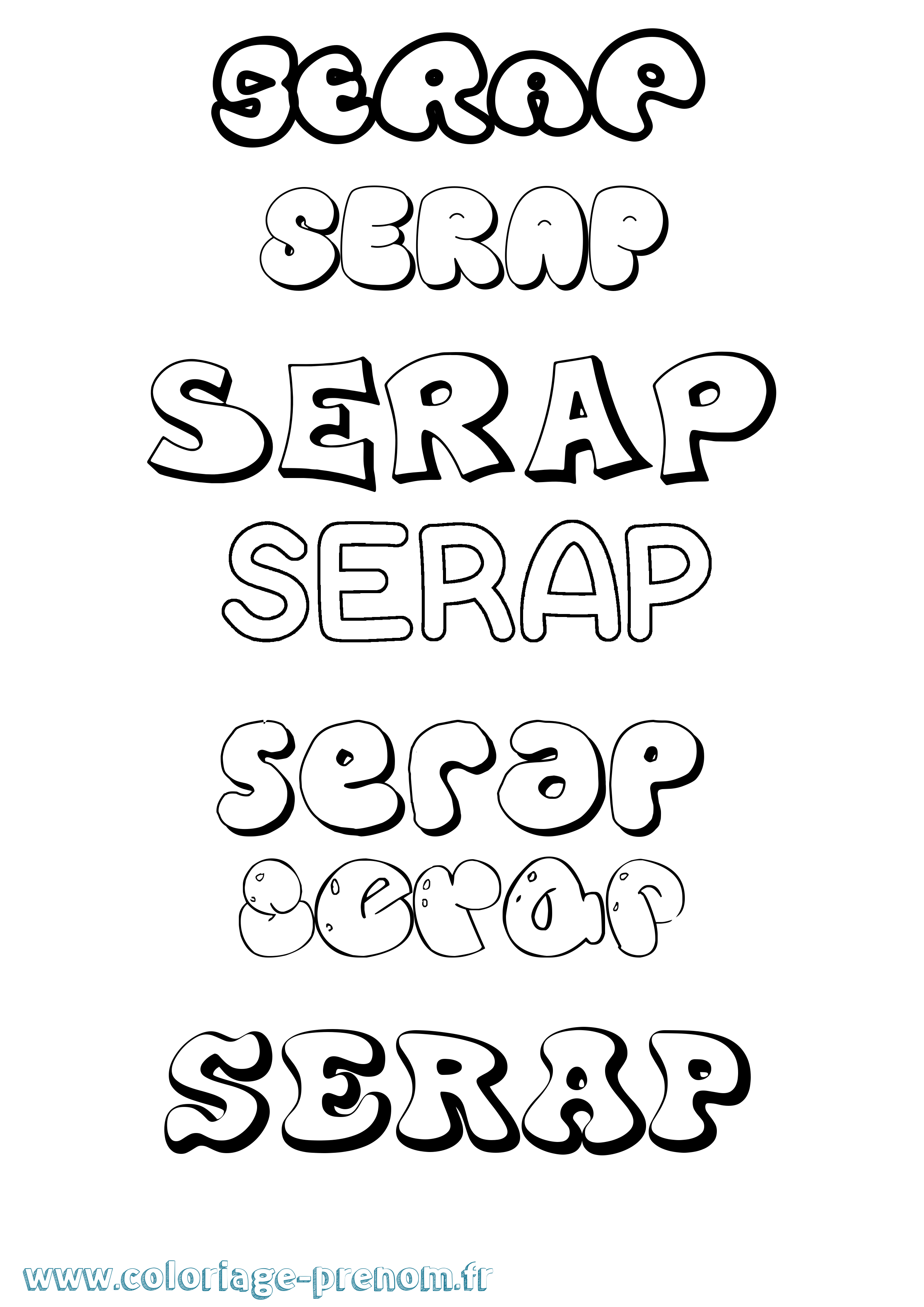 Coloriage Serap Bubble Coloriage prénom Serap Bubble