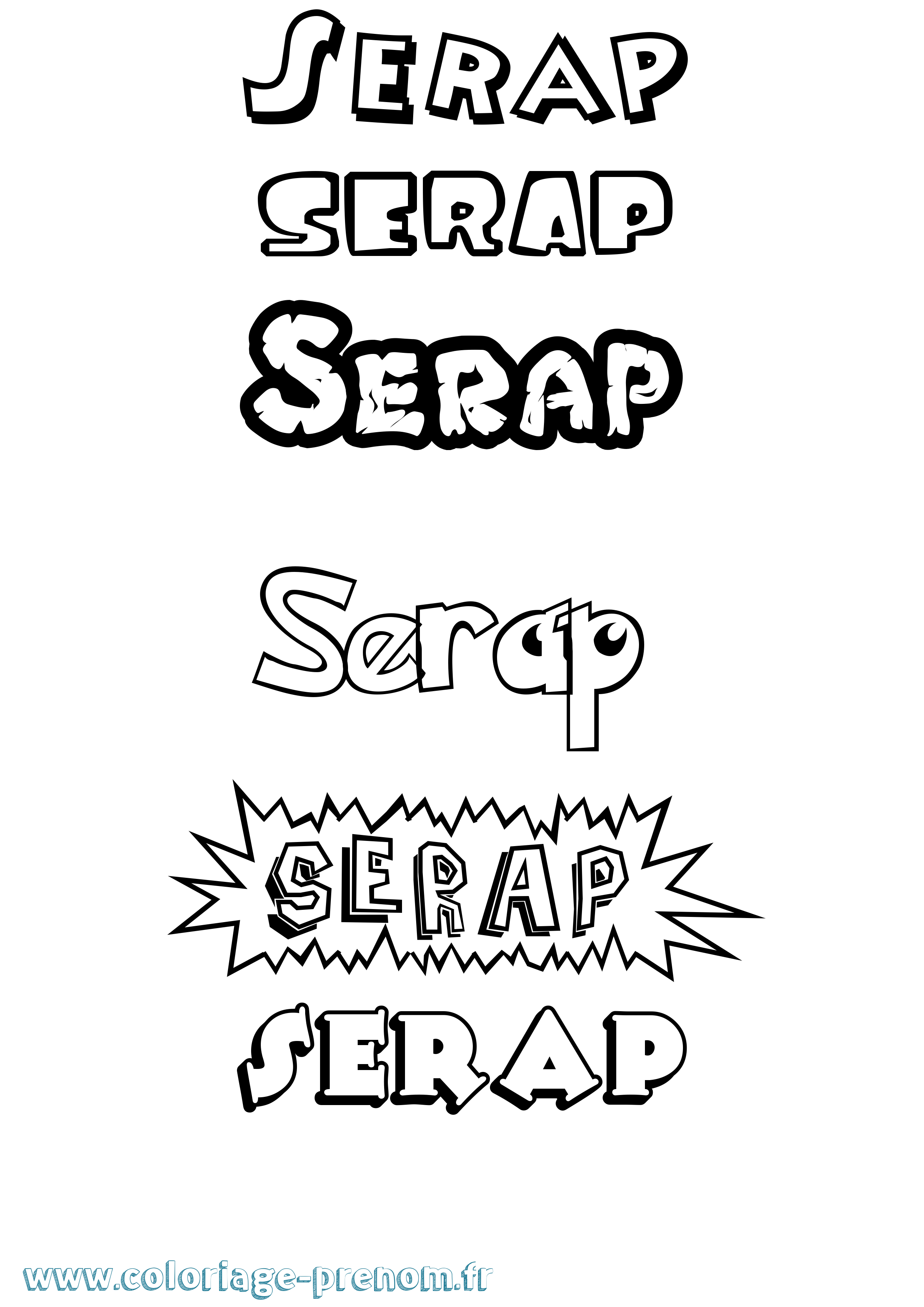 Coloriage Serap Dessin Animé Coloriage prénom Serap Dessin Animé