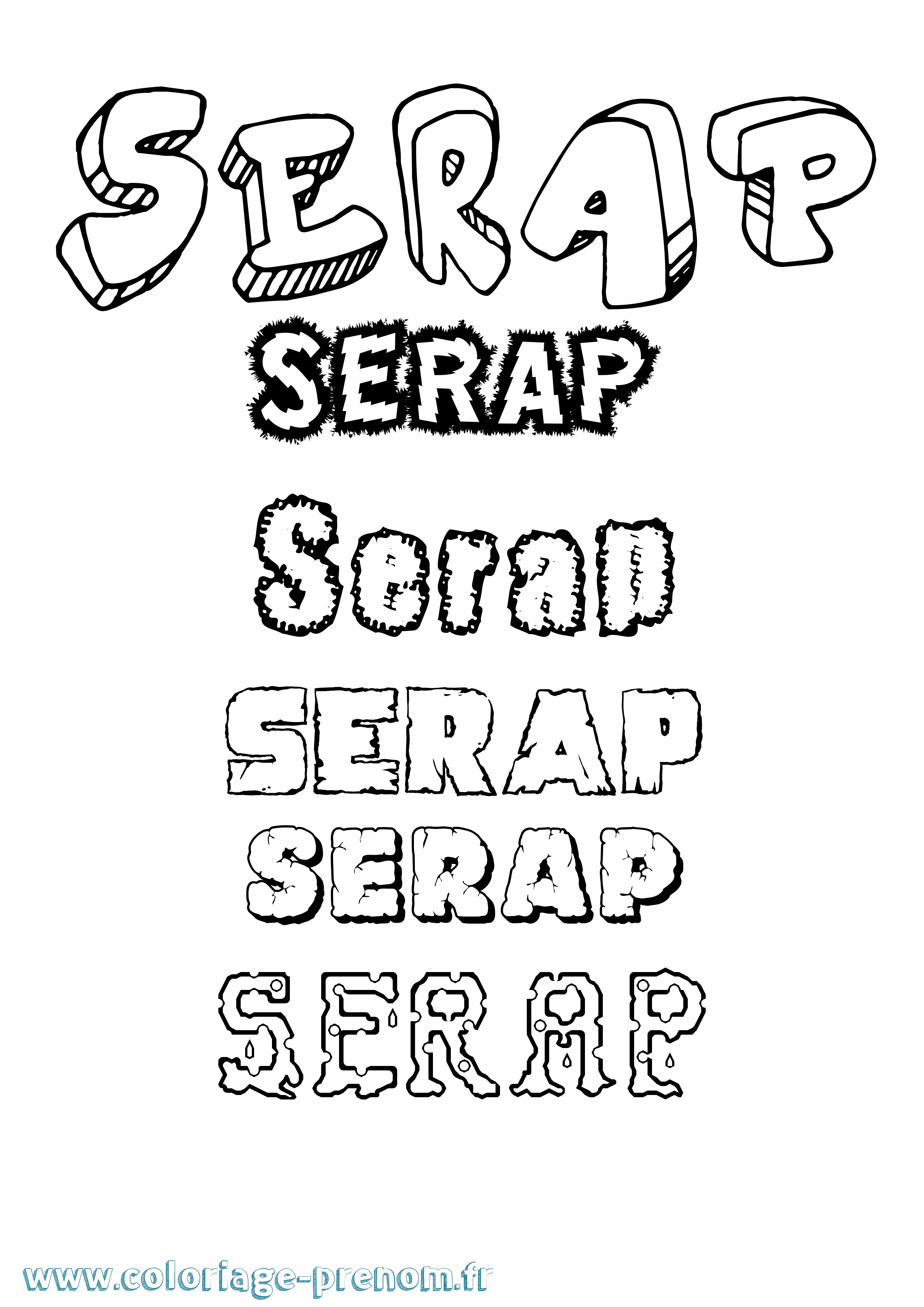 Coloriage Serap Destructuré Coloriage prénom Serap Destructuré