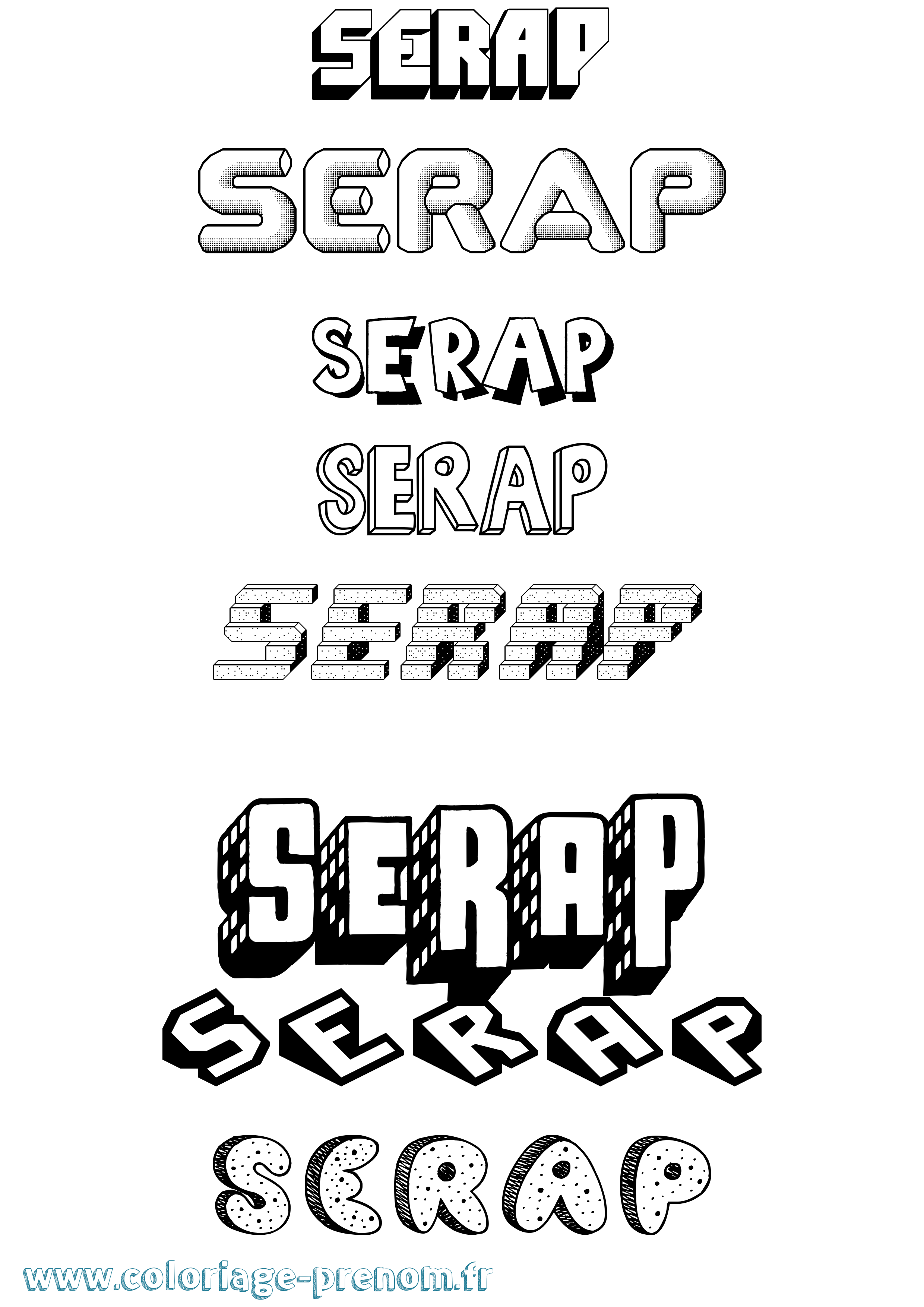 Coloriage Serap Effet 3D Coloriage prénom Serap Effet 3D