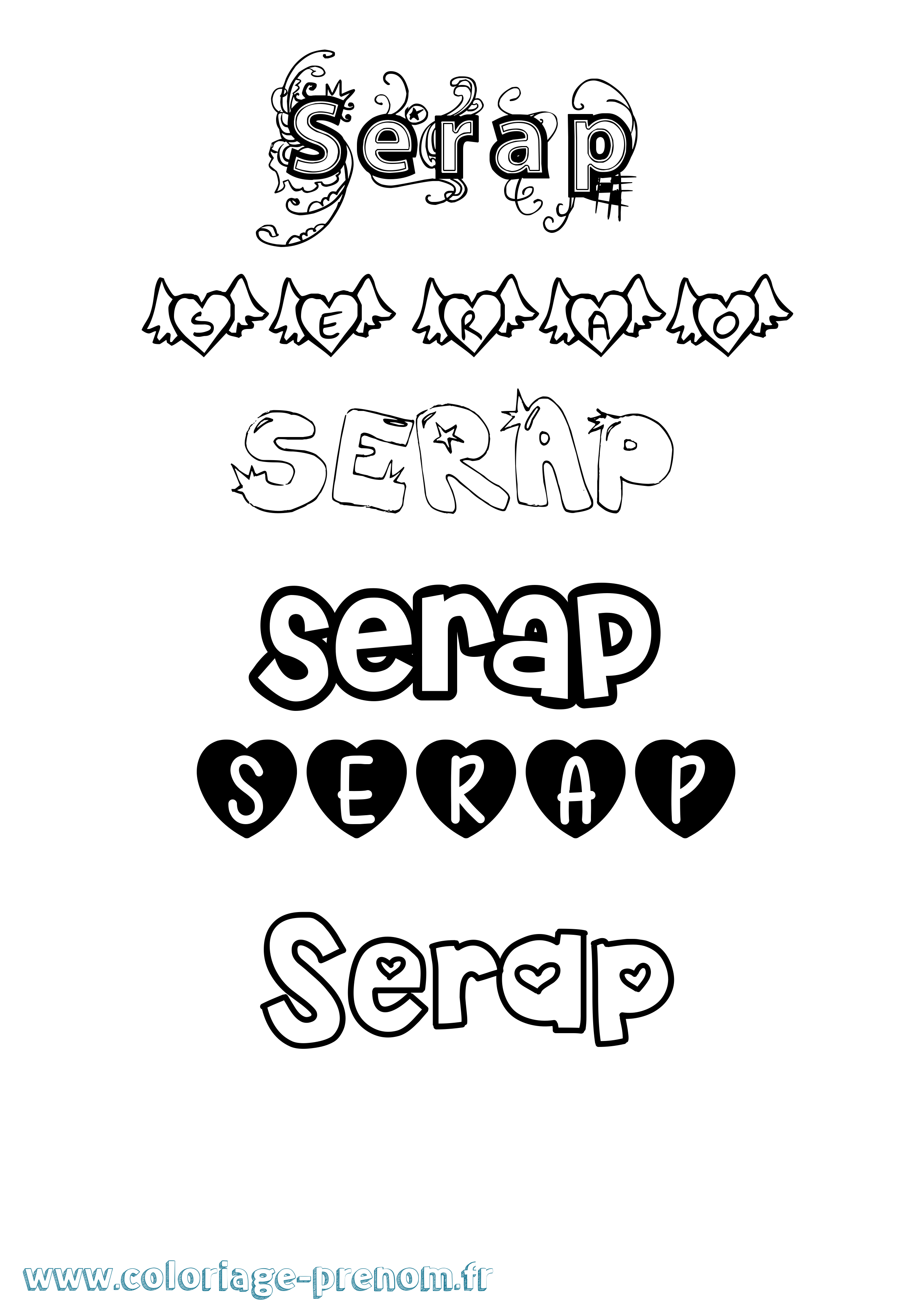 Coloriage Serap Girly Coloriage prénom Serap Girly